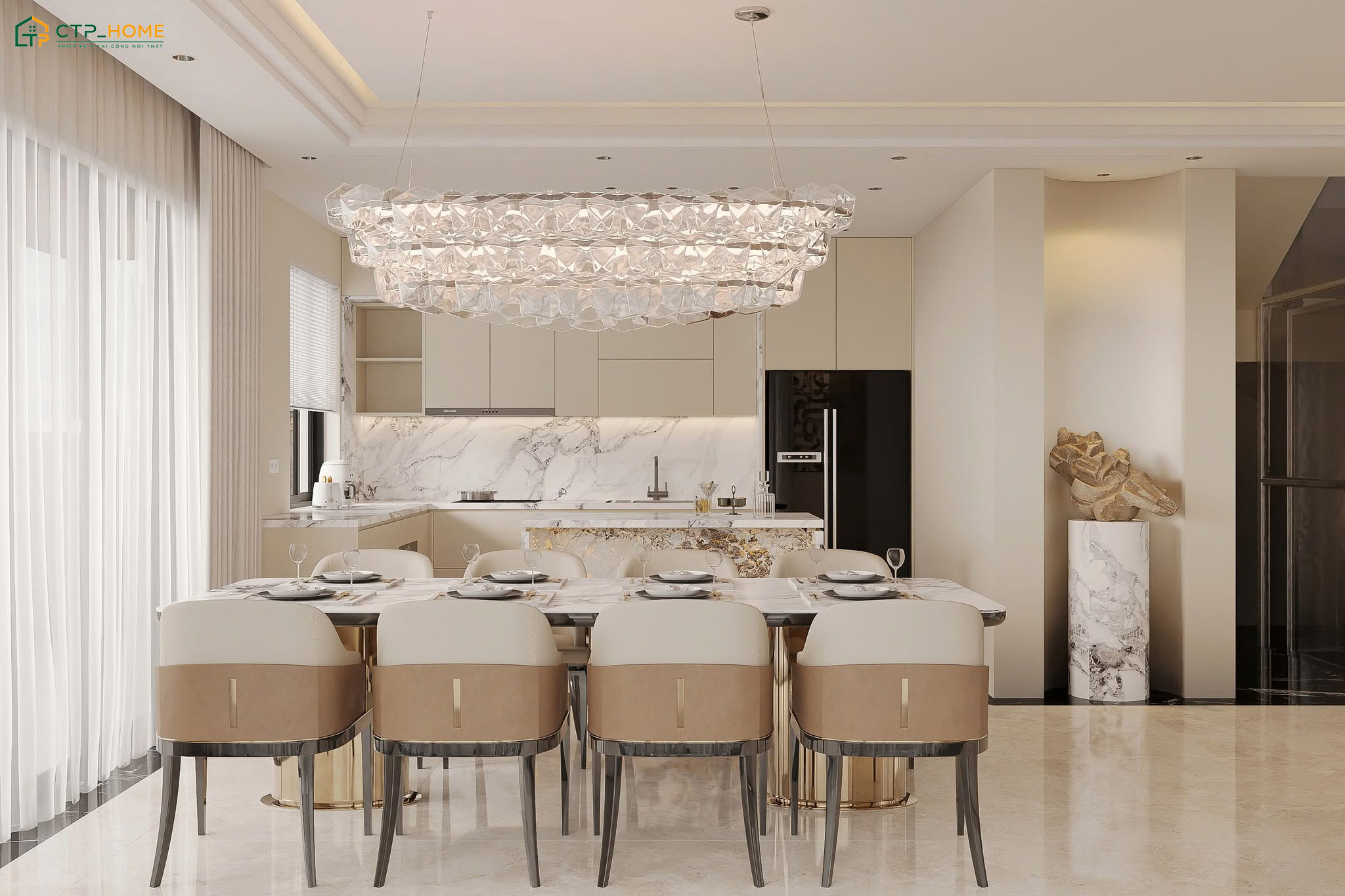 Mẫu dự án thiết kế bếp nhà cấp 4 phong cách Modern Luxury tại Quận 5 do CTP Home thực hiện