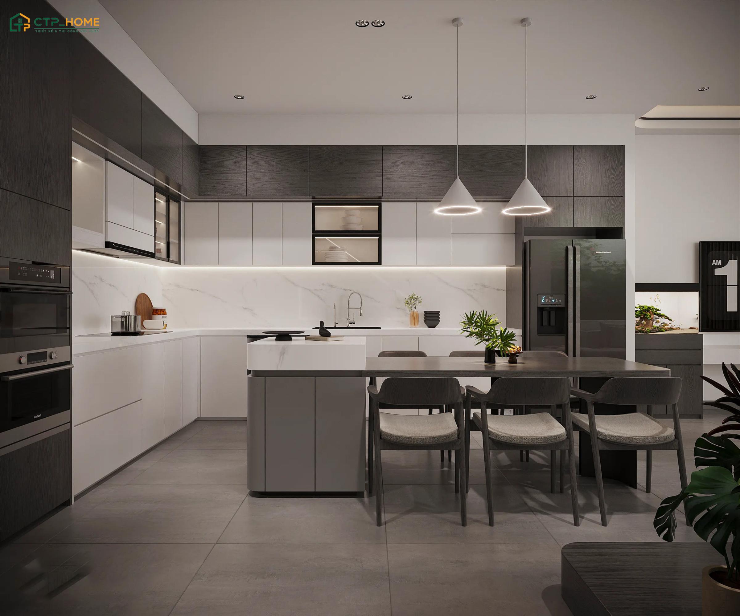 Mẫu thiết kế bếp nhà cấp 4 bằng gỗ công nghiệp có chi phí đầu tư phù hợp với nhiều gia đình