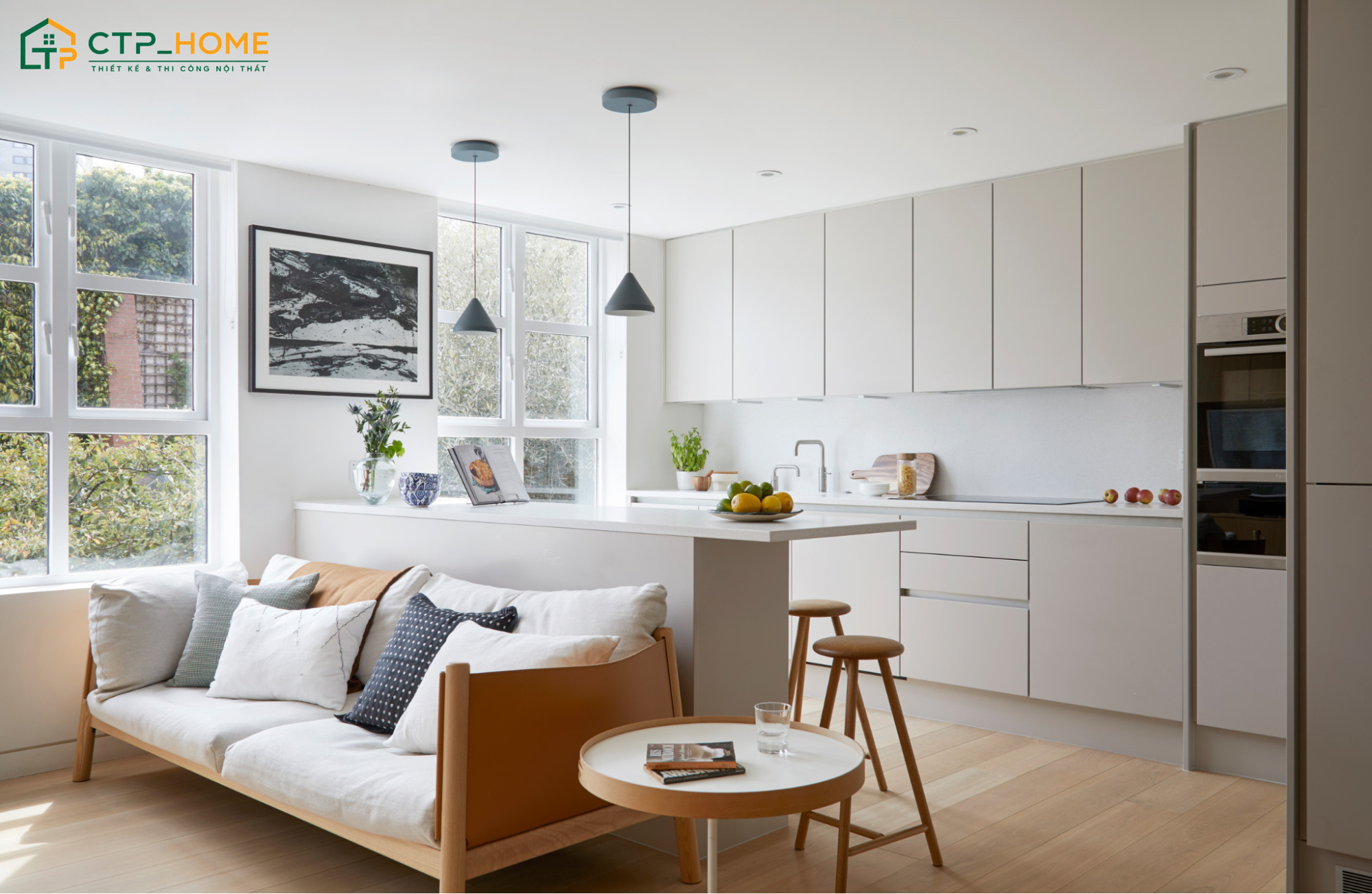 Xu hướng trang trí nhà bếp nhỏ theo xu hướng mở sẽ giúp không gian trở nên thoáng đãng hơn