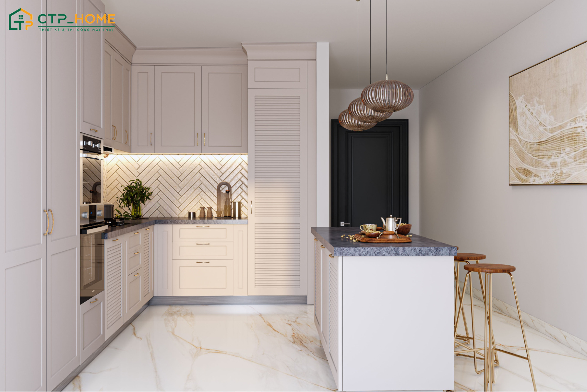 Mẫu tủ bếp chữ L sẽ giúp tận dụng góc tường hiệu quả nên sẽ phù hợp với những căn bếp có diện tích hạn chế