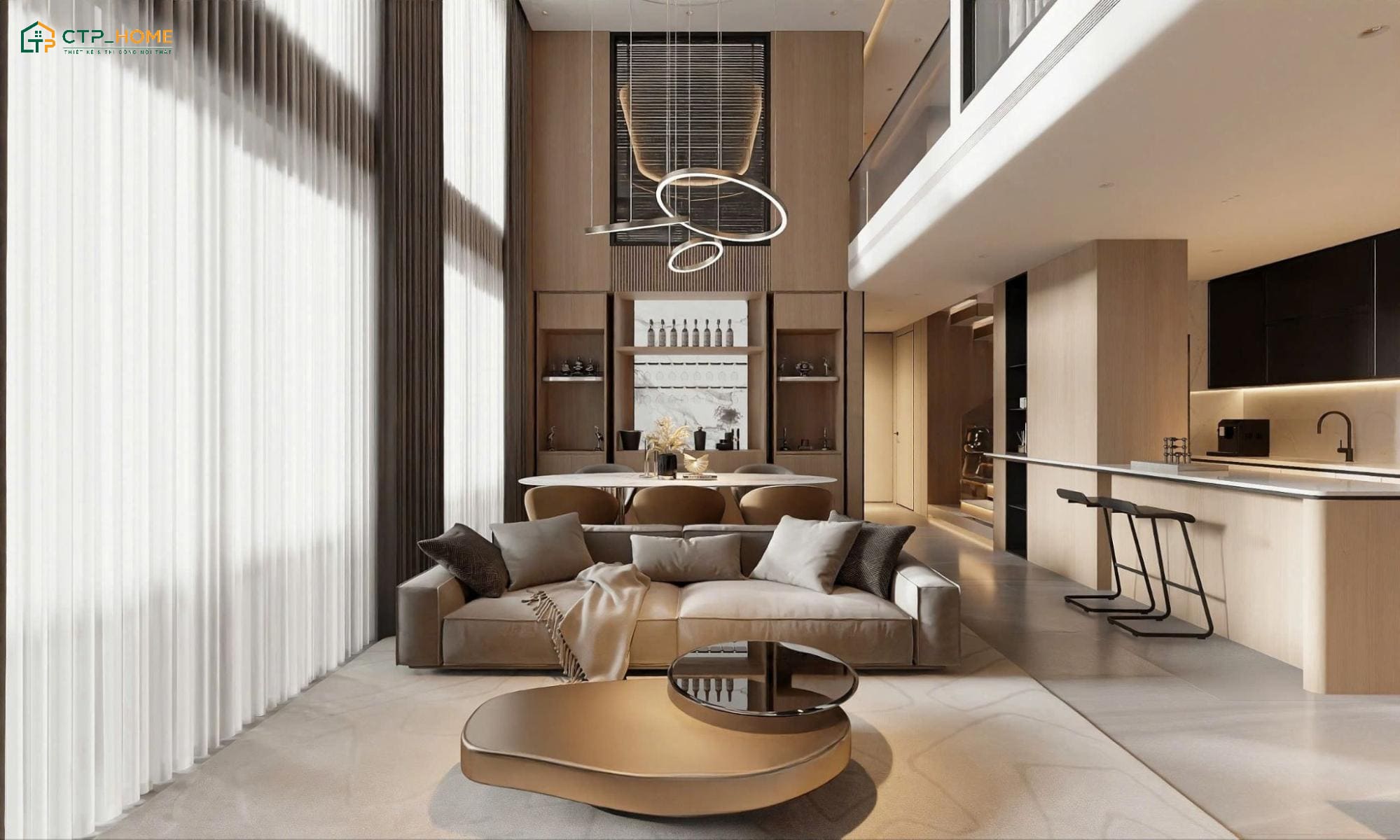 Mẫu thiết kế căn hộ Duplex 1 phòng ngủ theo phong cách hiện đại có tính thẩm mỹ cao