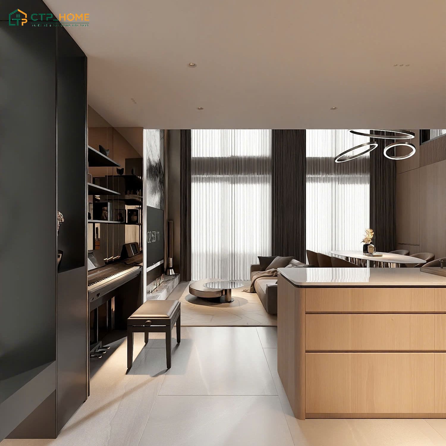 Căn hộ Duplex 1 phòng ngủ được thiết kế theo hướng mở cùng cách phân chia không gian khoa học