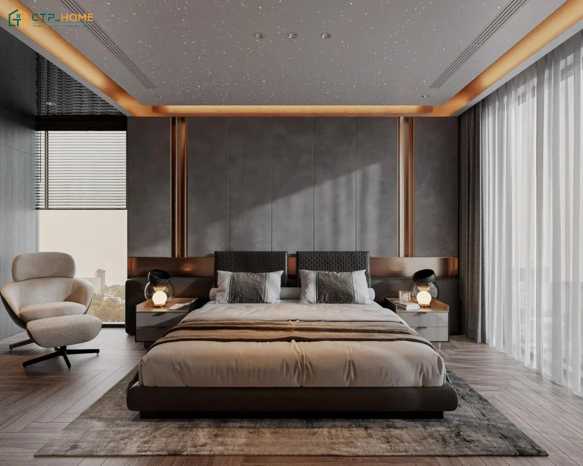 Thiết kế phòng ngủ Modern Luxury với sự kết hợp hài hoà giữa vẻ đẹp hiện đại và sự xoa hoa