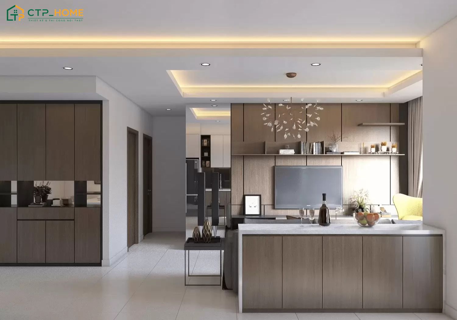 Mẫu thiết kế nội thất phòng bếp đơn giản sẽ hạn chế các chi tiết thừa để giúp tối ưu chi phí