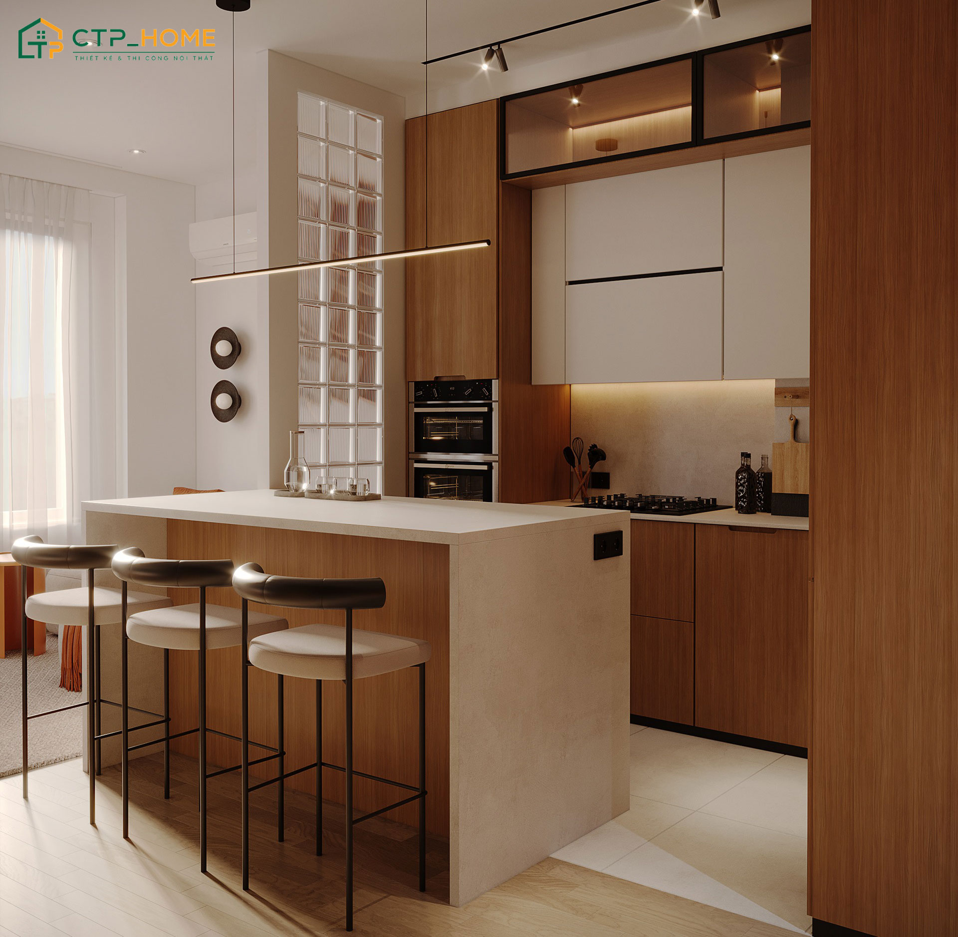 Ưu tiên sử dụng tủ bếp hình chữ I hoặc chữ L để giúp thuận tiện hơn trong quá trình sử dụng