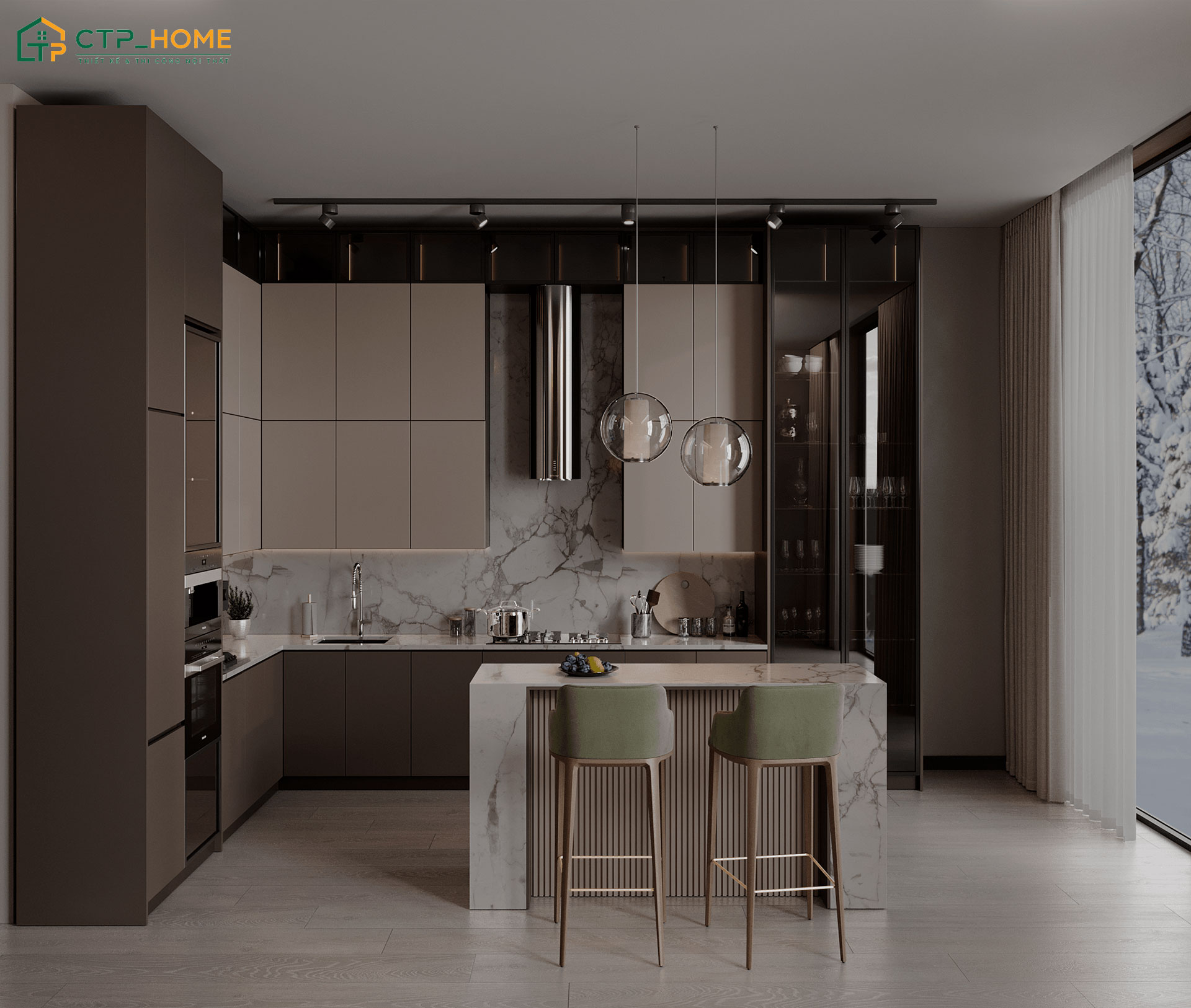 Mẫu tủ bếp hình chữ L sẽ phù hợp với đa dạng loại hình nhà ở khác nhau từ chung cư, nhà phố đến biệt thự
