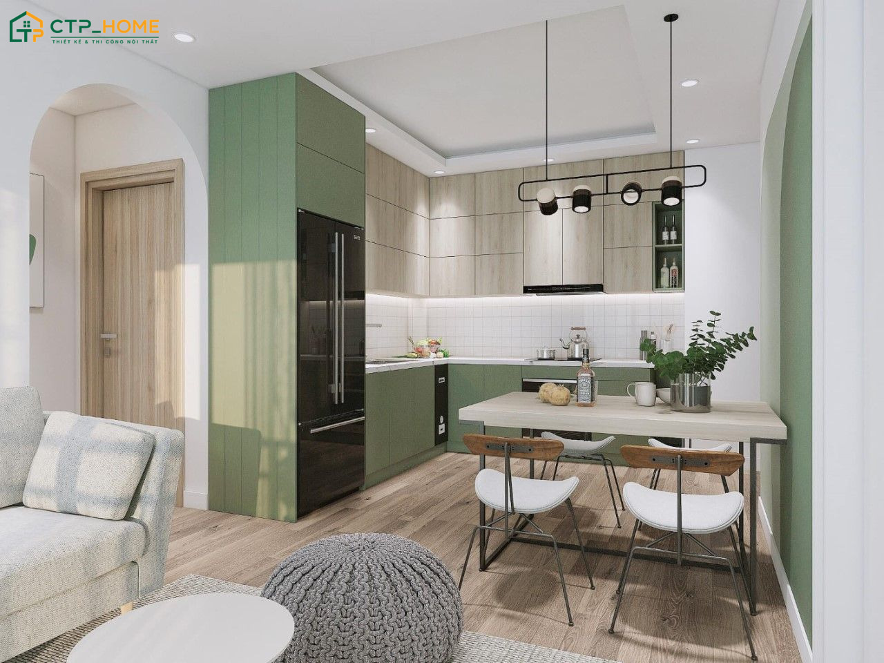 Mẫu thiết kế phòng ăn chung cư sẽ ưu tiên bố cục gọn gàng và nội thất hiện đại để đảm bảo sự tiện nghi