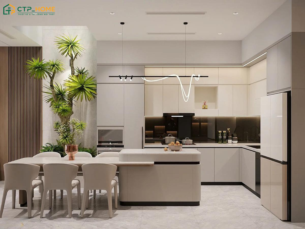 Phong cách thiết kế hiện đại nổi bật với những đường nét gọn gàng cùng tone màu trung tính thanh lịch