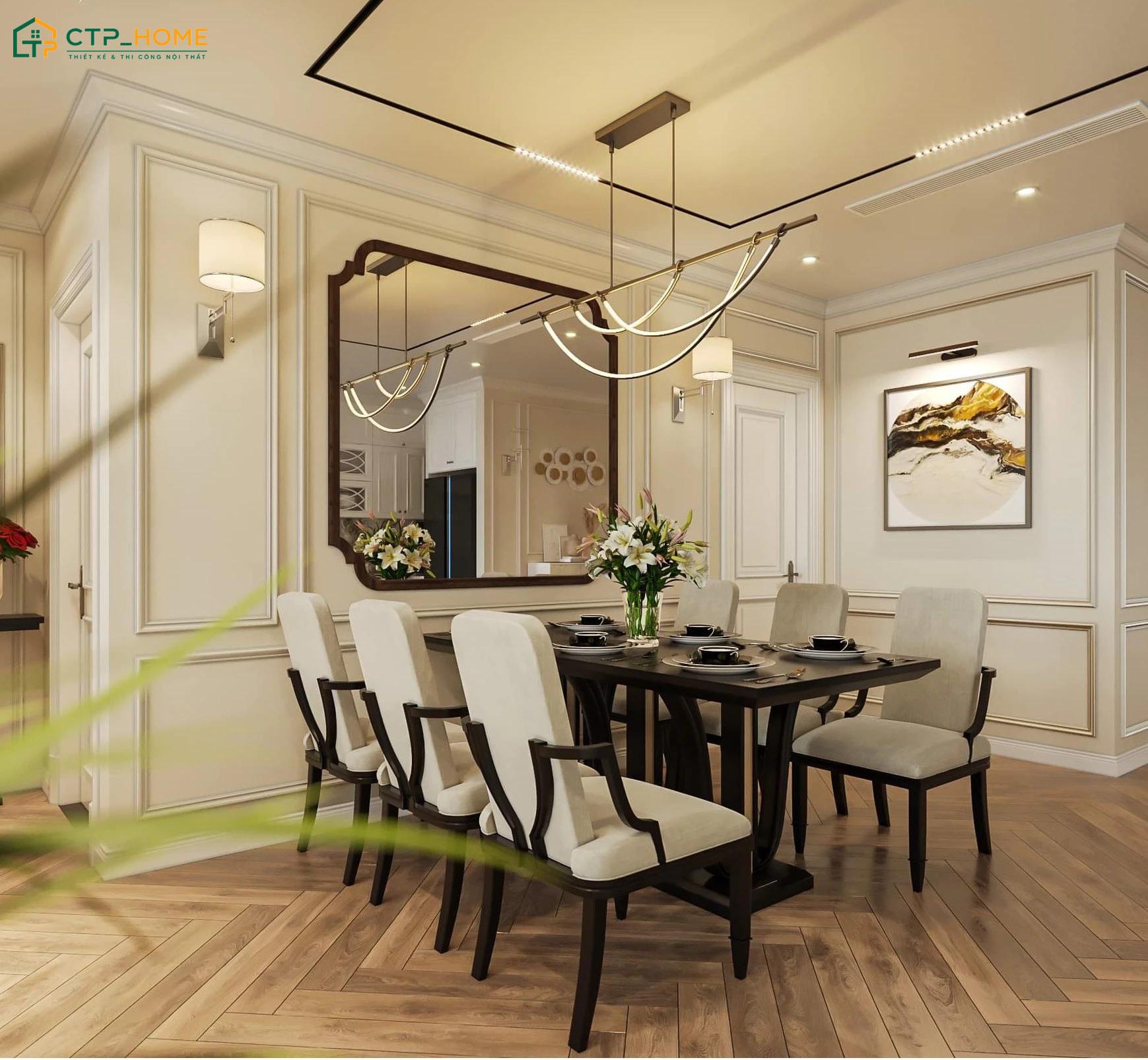 Gương trang trí được bố trí khoa học giúp tạo cảm giác không gian trở nên rộng rãi hơn