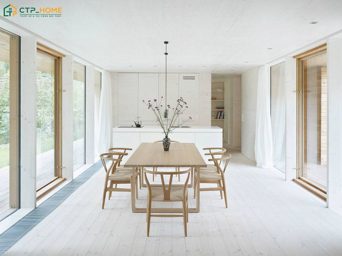 Mẫu decor phòng ăn đơn giản sẽ hướng đến sự tinh gọn nhưng vẫn đảm bảo đầy đủ công năng sử dụng