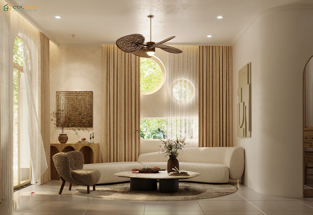 Mẫu thiết kế nội thất phòng khách nhỏ đẹp đơn giản cho nhà cấp 4 sẽ ưu tiên sử dụng nội thất nhỏ gọn