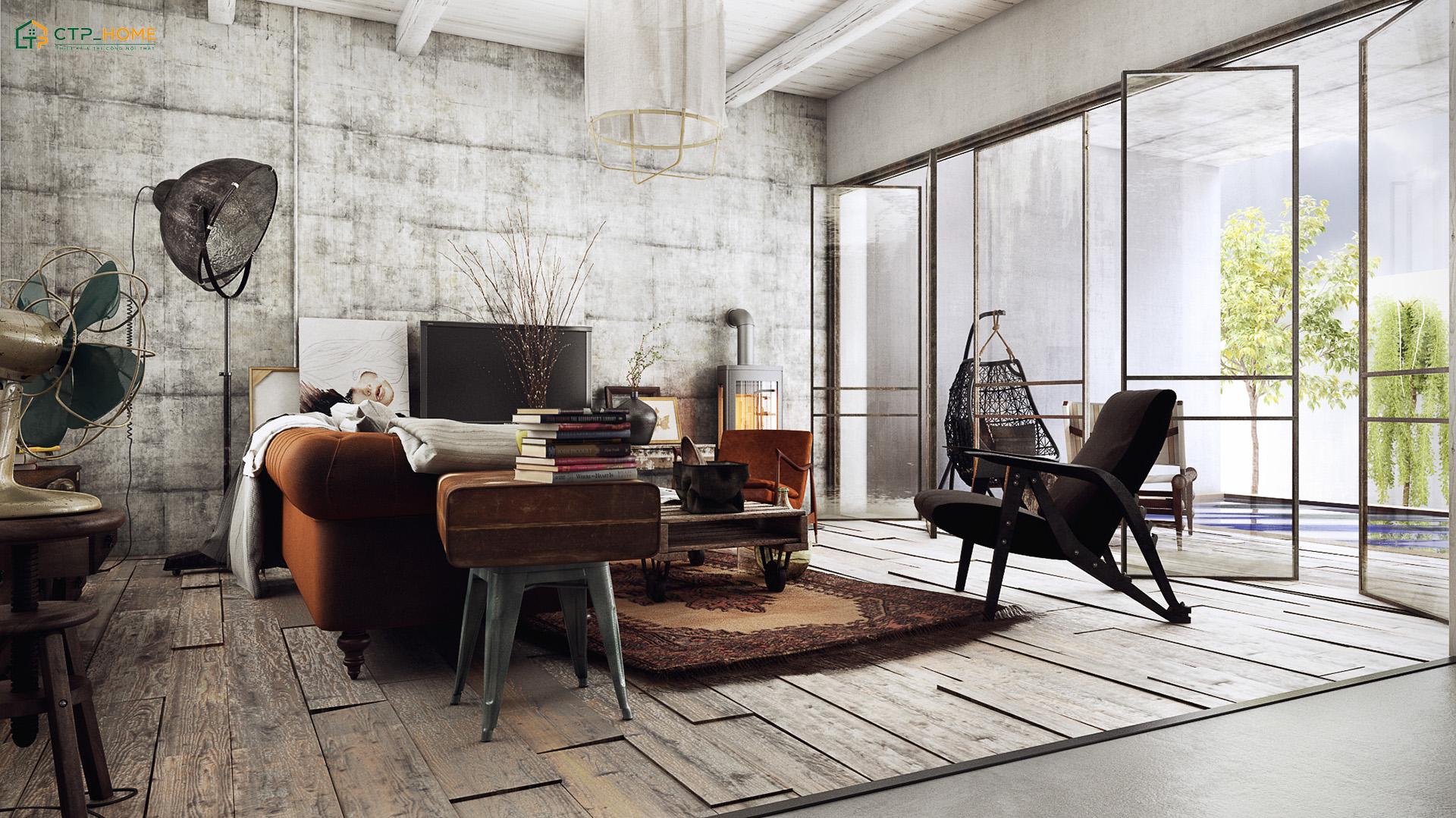 Mẫu thiết kế decor phòng khách nhỏ phong cách Vintage sở hữu vẻ đẹp hoài niệm và đầy cảm xúc