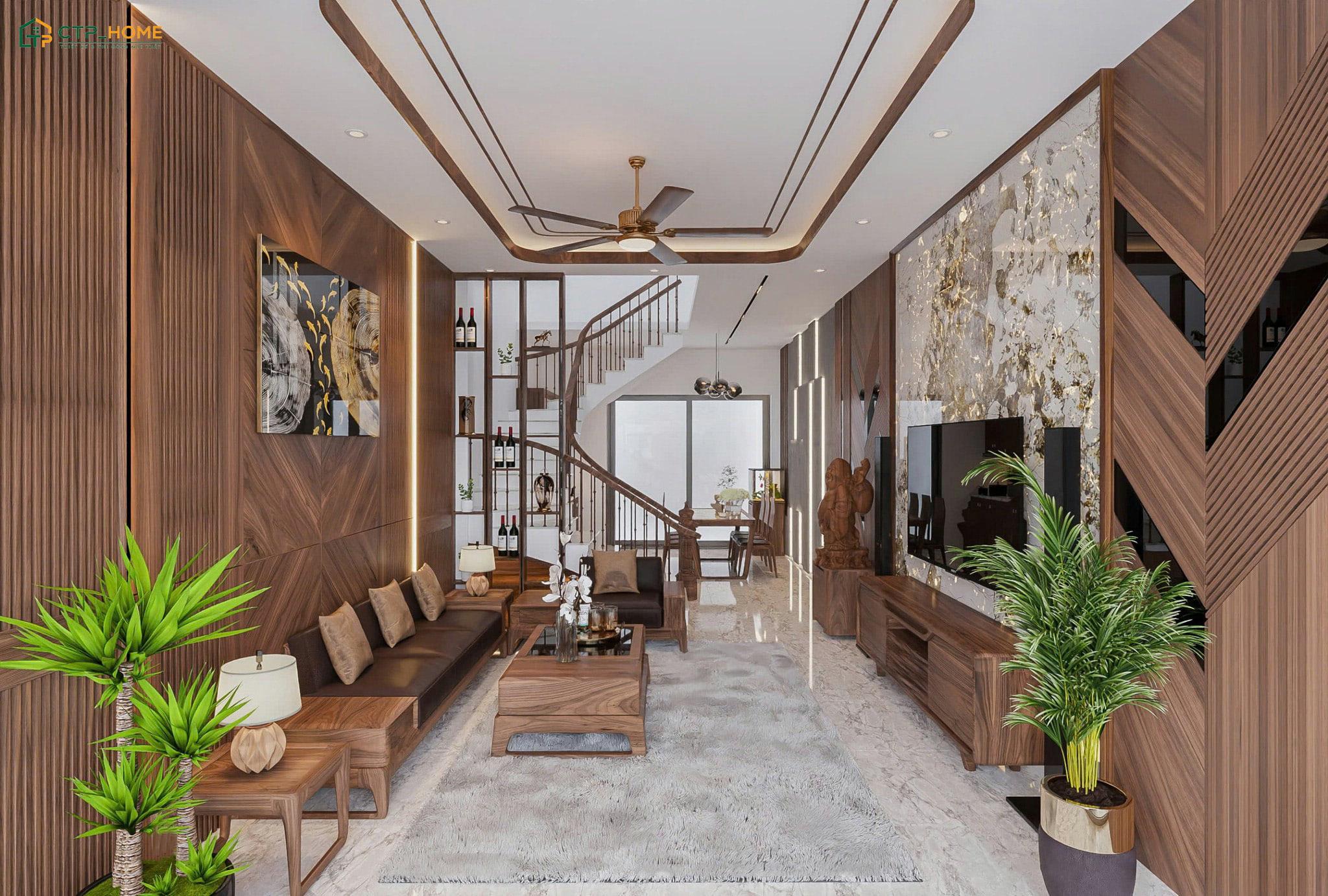 Thiết kế không gian mở cùng với cửa kính cỡ lớn sẽ giúp phòng khách nhỏ trở nên thoáng đãng hơn