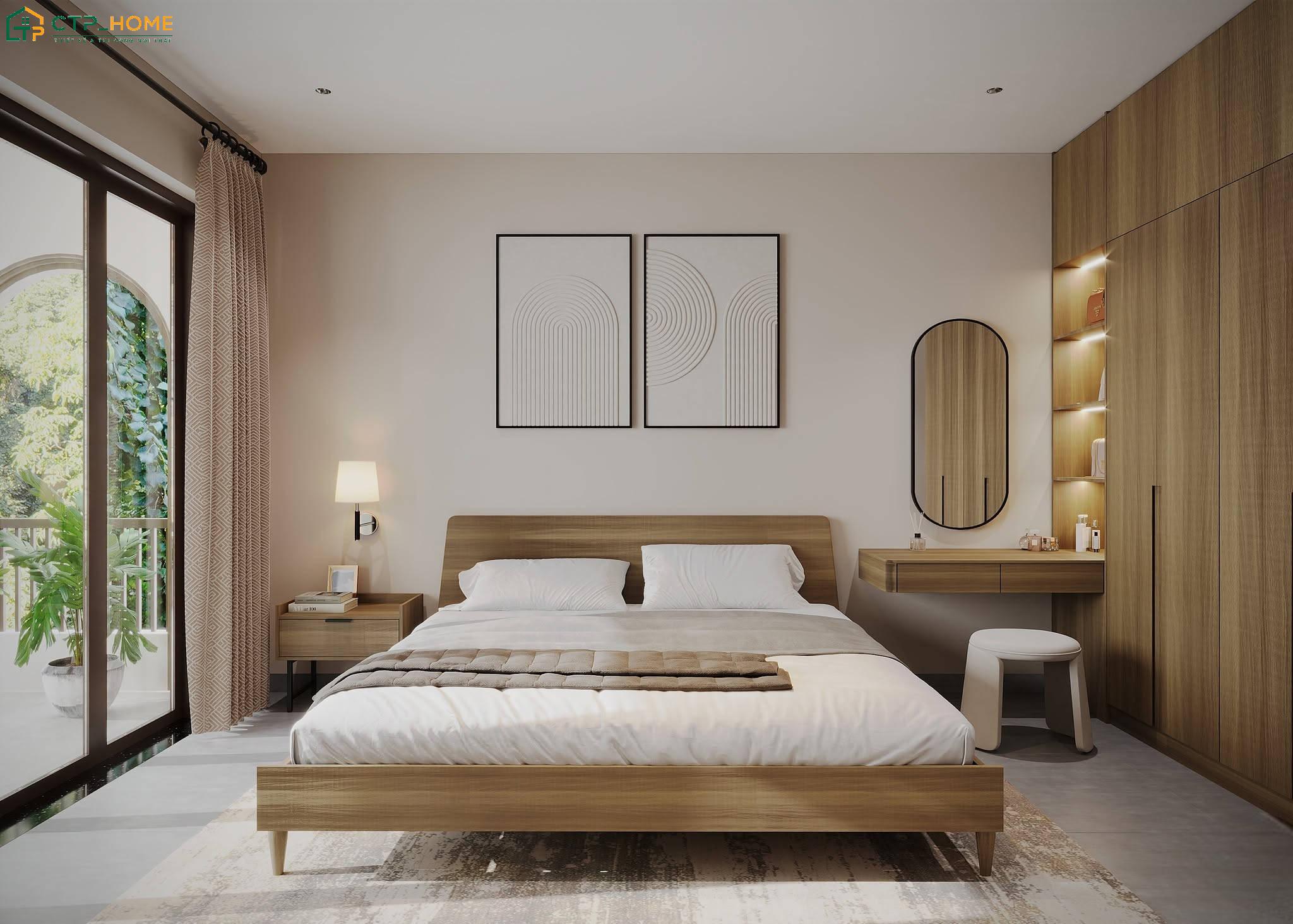 Mẫu thiết kế phòng ngủ Master 25m2 sang trọng với hệ nội thất đồng bộ và cách phối màu trang nhã
