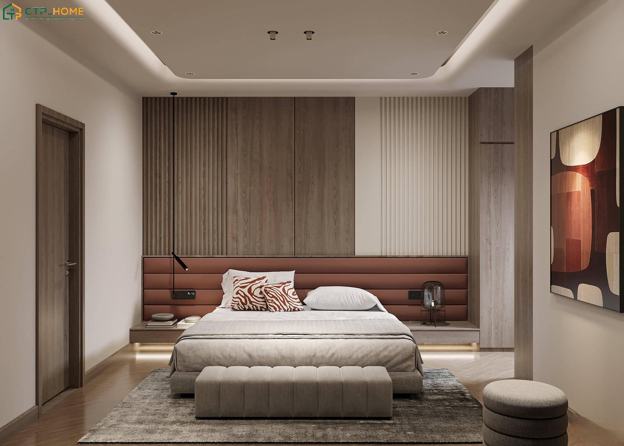 Sử dụng nội thất hiện đại kết hợp giải pháp lưu trữ thông minh giúp gia tăng tính tiện nghi cho phòng ngủ