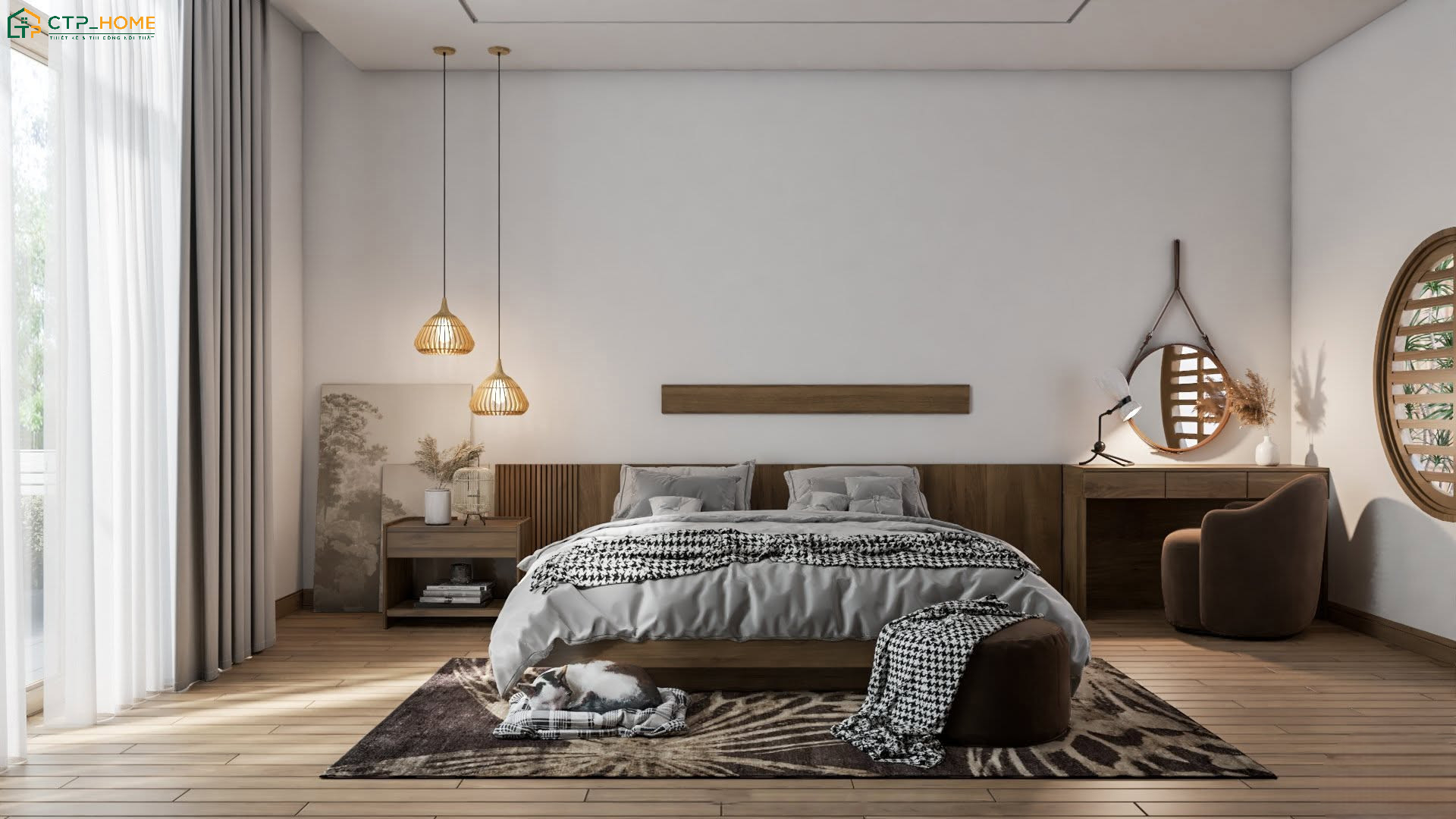 Mẫu thiết kế phòng ngủ Master 30m2 được phân chia khoa học giúp mang đến trải nghiệm sống tiện nghi hơn