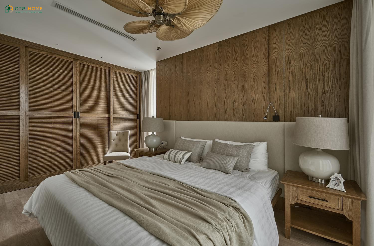 Mẫu thiết kế nội thất phòng ngủ diện tích nhỏ Wabi Sabi sẽ tận dụng tối đa ánh sáng tự nhiên thông qua cửa sổ