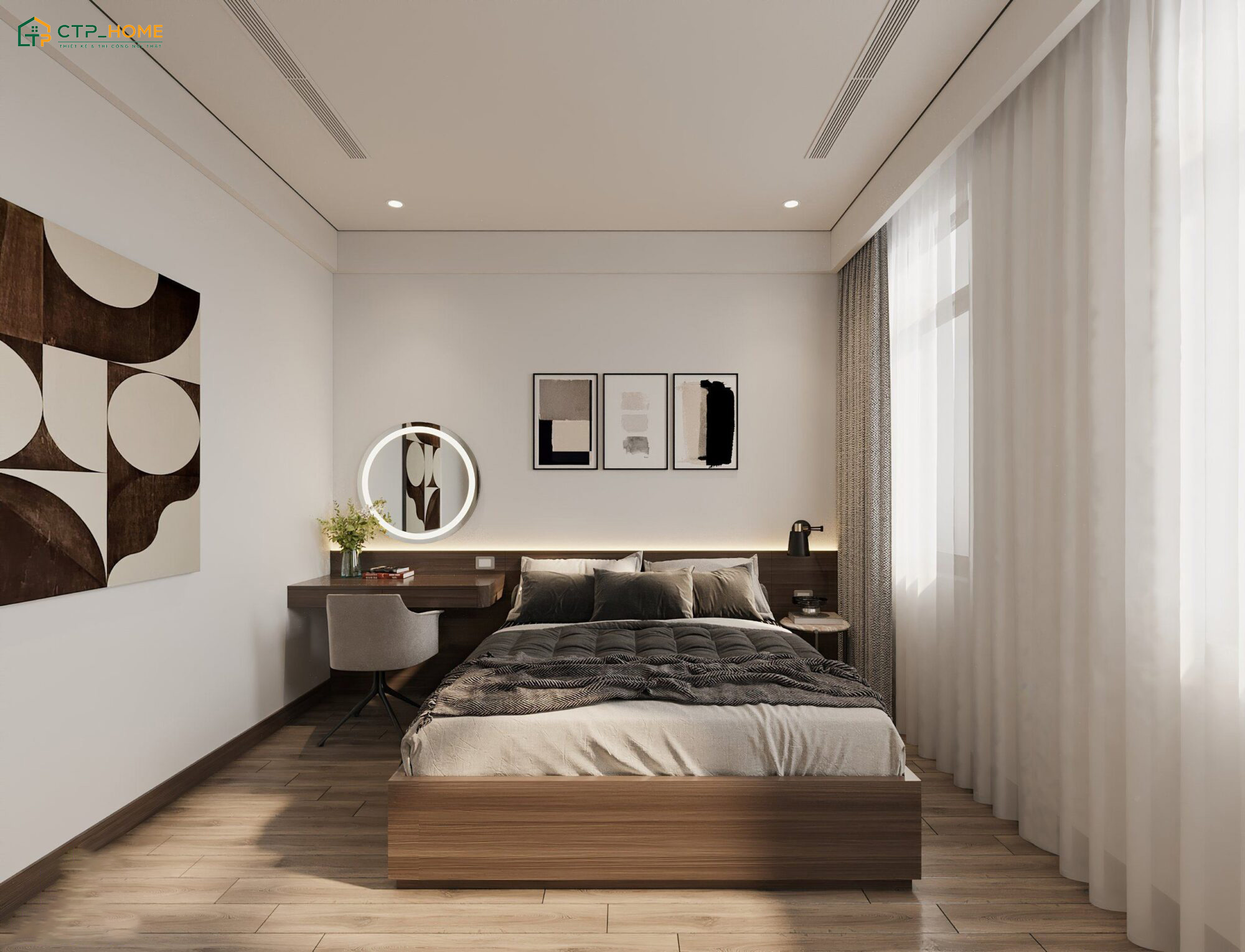 Mẫu thiết kế phòng ngủ nhỏ cho nam sử dụng nội thất hiện đại giúp tối ưu không gian và đảm bảo tiện nghi