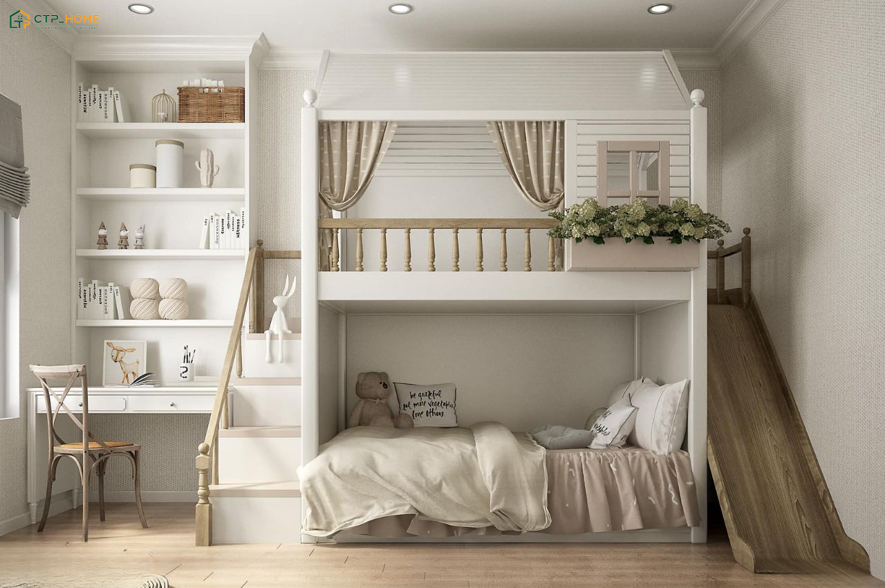Giường tầng là sự lựa chọn phù hợp cho phòng ngủ hiện đại nhỏ khi có thể giúp tiết kiệm không gian hiệu quả