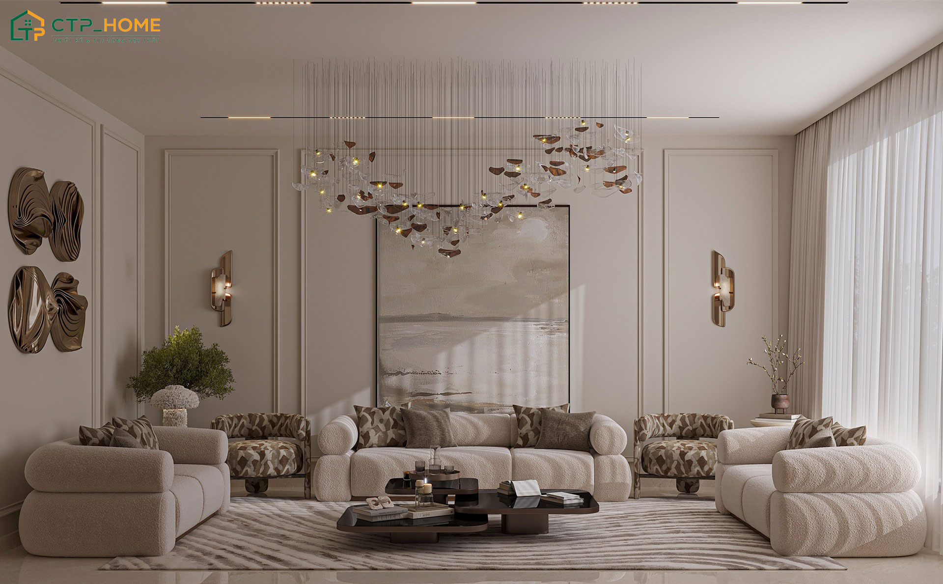 Mẫu decor nội thất phòng khách với tính cá nhân hóa cao giúp thể hiện gu thẩm mỹ của gia chủ