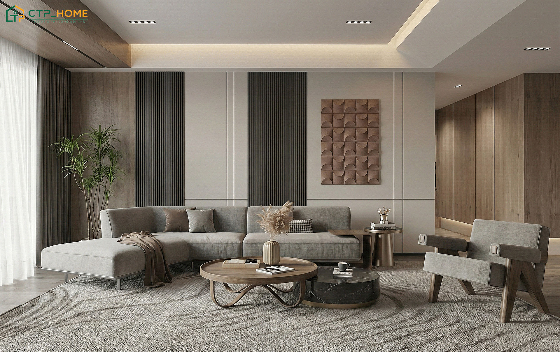 Mẫu trang trí nội thất đẹp cho phòng khách chung cư với các món đồ nội thất cơ bản sẽ giúp tối ưu diện tích