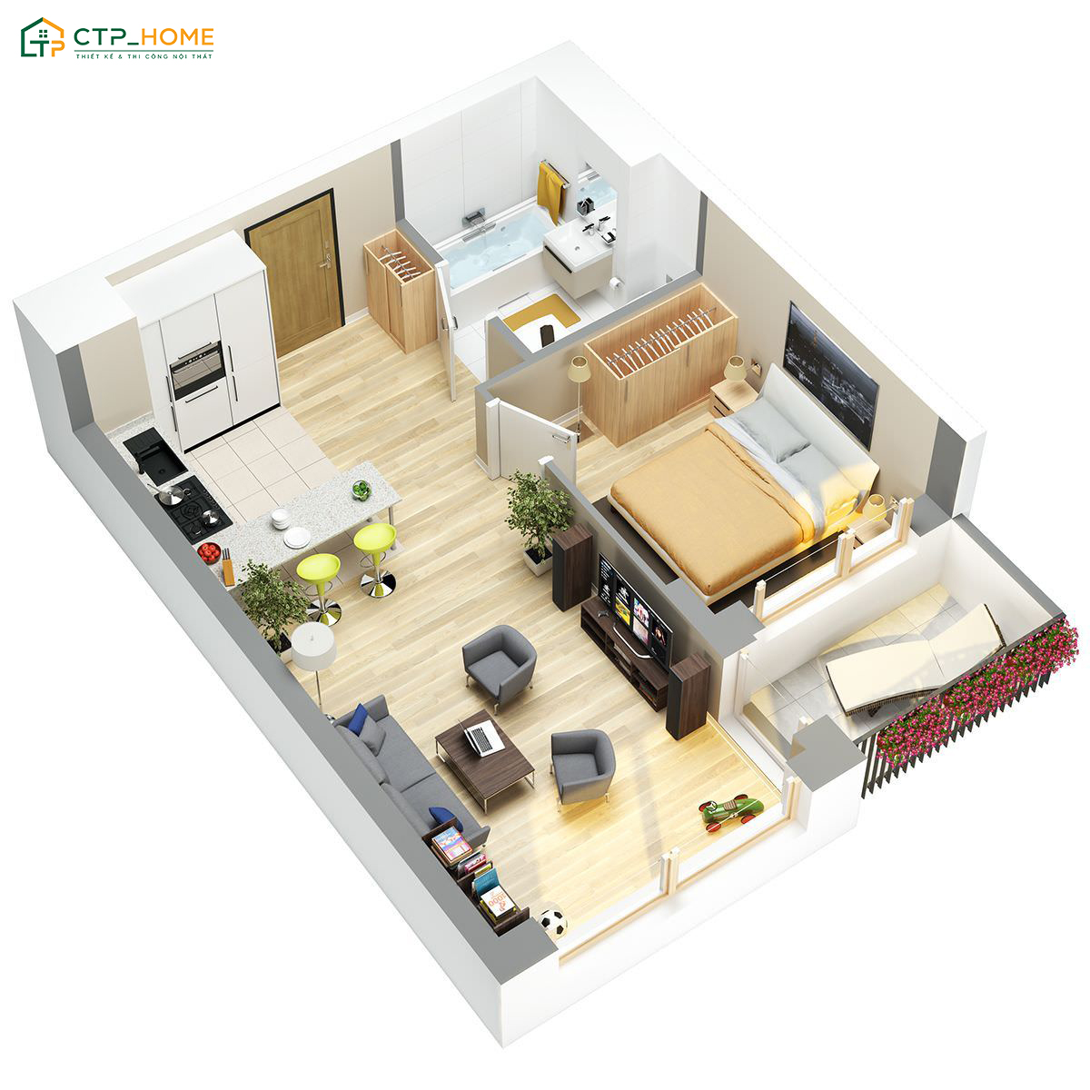Bản vẽ phối cảnh 3D là hạng mục quan trọng nhất trong bộ hồ sơ thiết kế nội thất