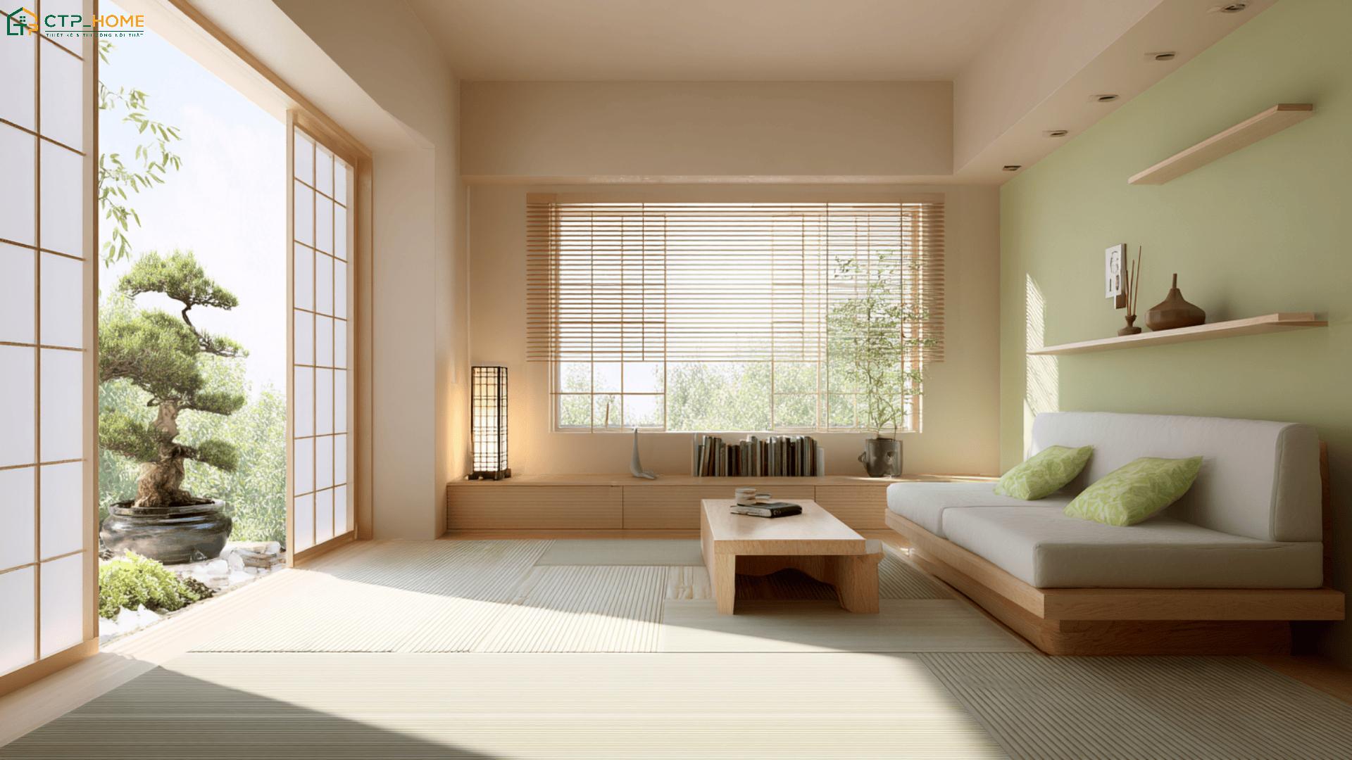 Bố trí nội thất trực tiếp trên chiếu Tatami sẽ giúp tạo sự thuận tiện cho các hoạt động hằng ngày