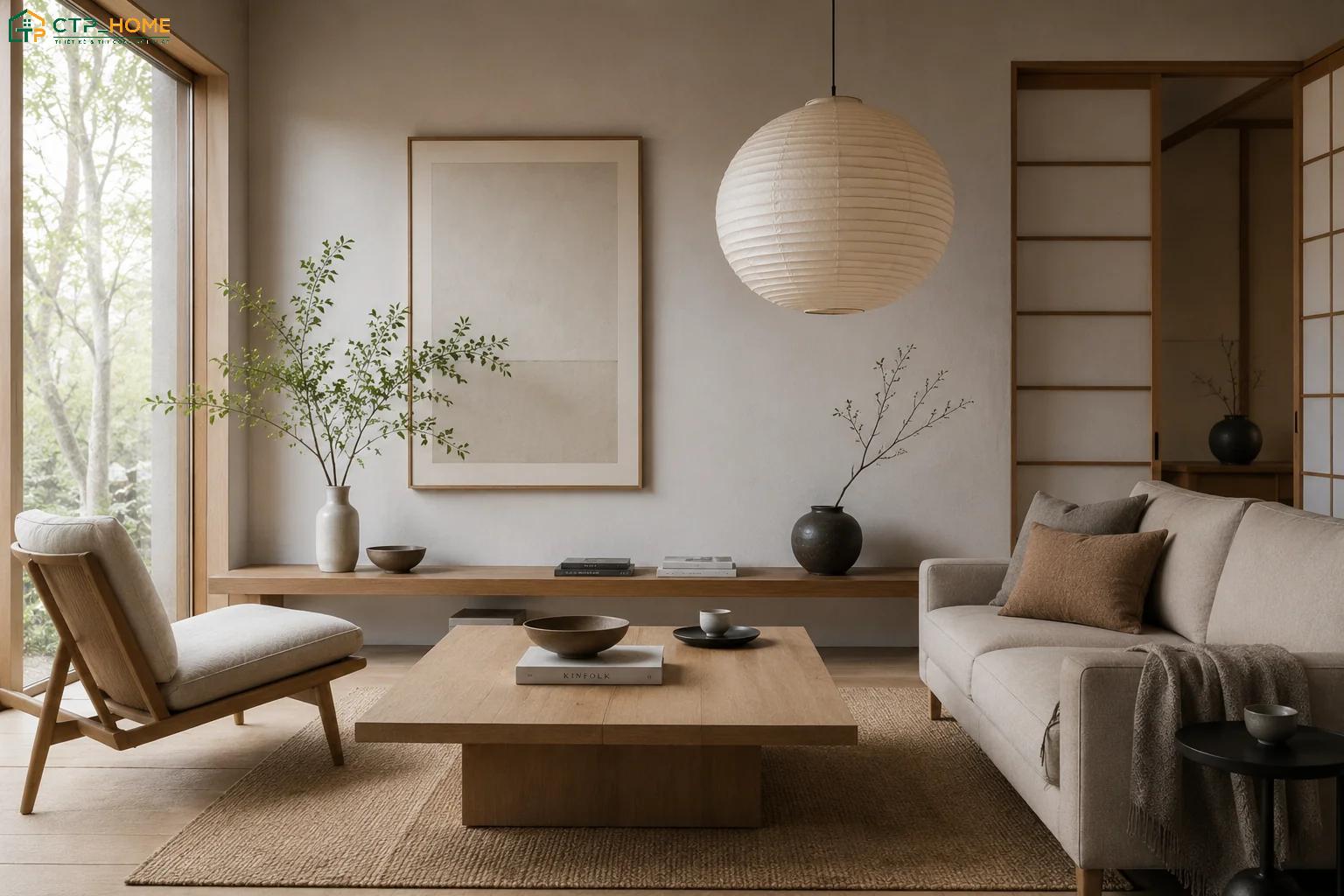 Chiếu Tatami kết hợp cùng nội thất thấp sẽ giúp phòng khách phong cách Nhật Bản trở nên gần gũi hơn