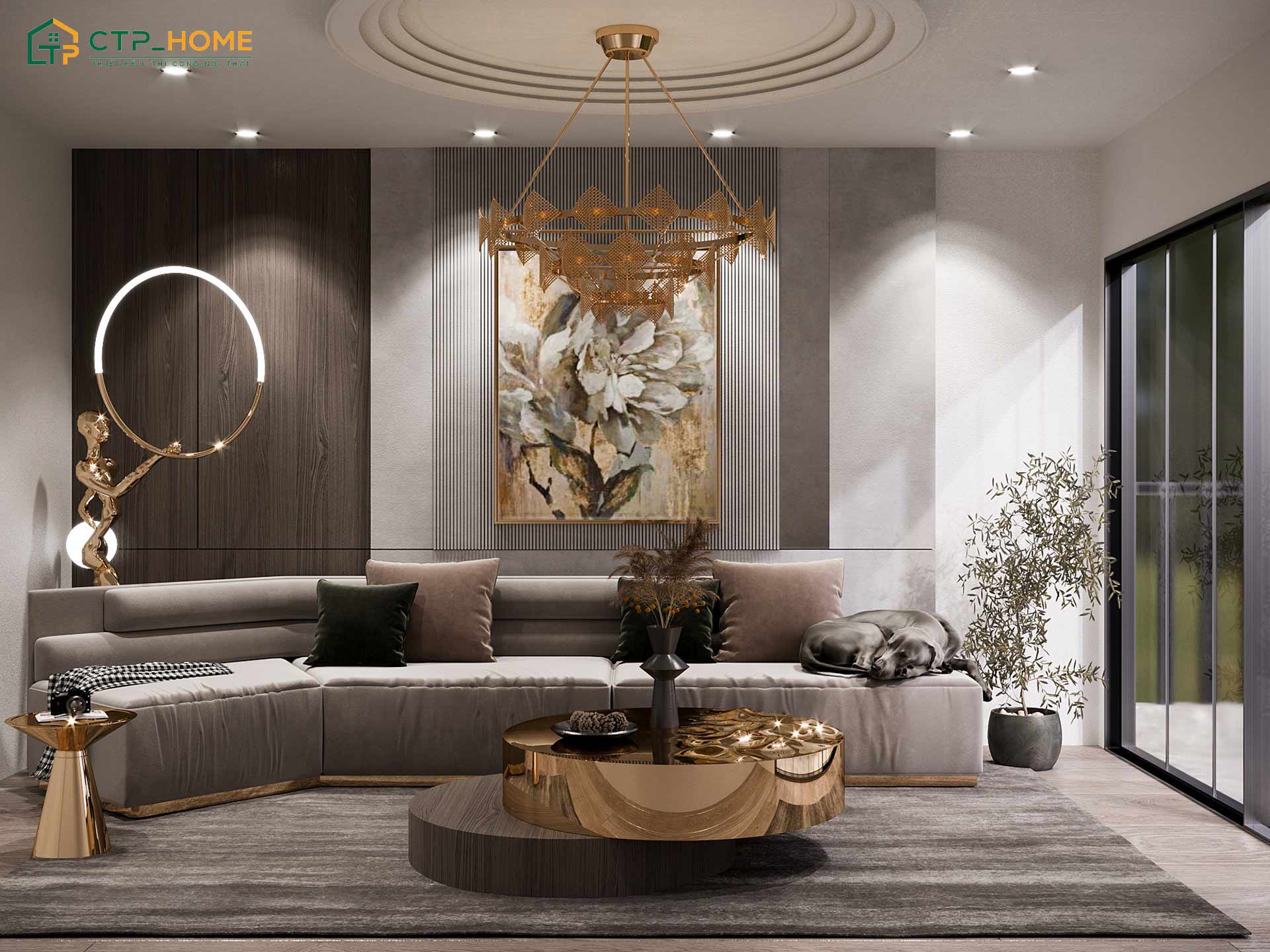 Phong cách Luxury nghệ thuật thường sử dụng các chi tiết trang trí độc bản để tạo điểm nhấn cho phòng khách