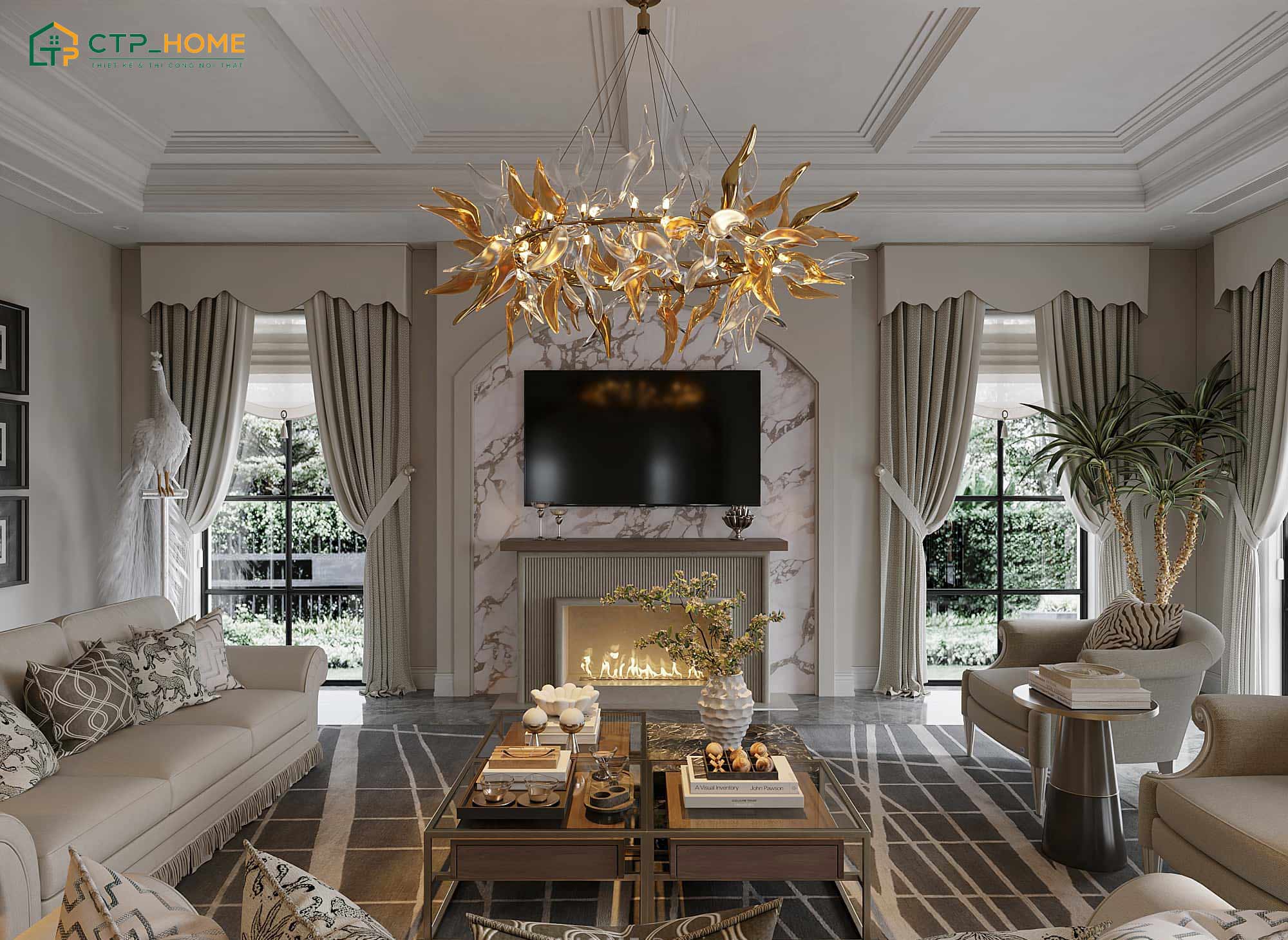Trang trí phòng khách biệt thự theo phong cách Luxury giúp thể hiện gu thẩm mỹ riêng biệt của gia chủ