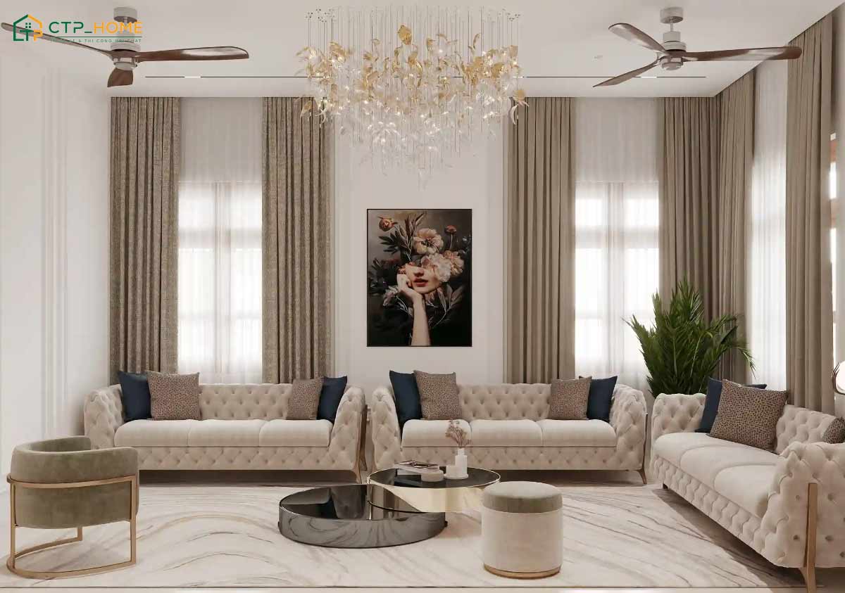 Sự tinh xảo trong từng chi tiết sẽ góp phần tạo nên vẻ đẹp đẳng cấp của phòng khách Luxury