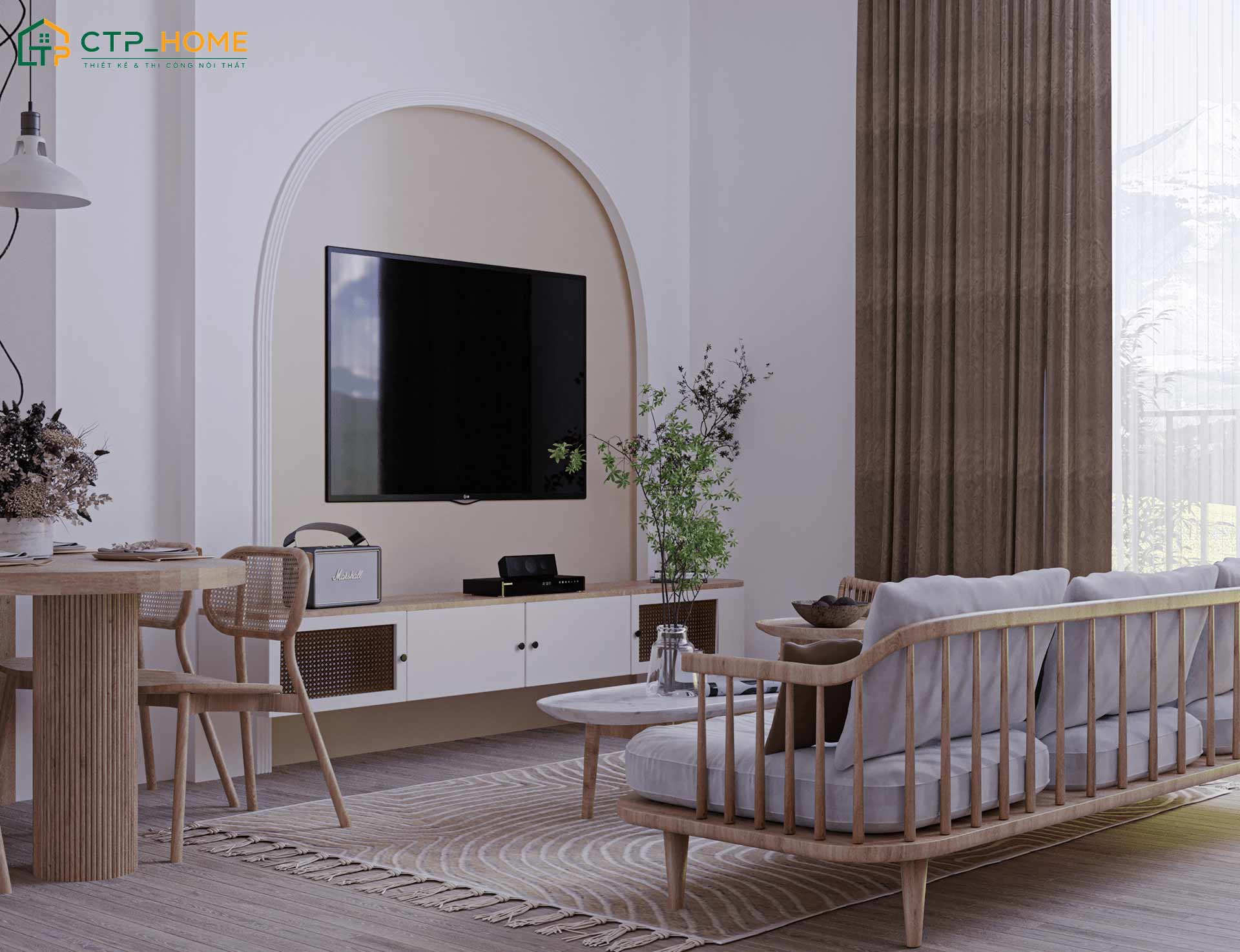 Gỗ tự nhiên kết hợp cùng gam màu trung tính sẽ giúp tạo nên vẻ đẹp tinh tế đặc trưng của phong cách Bắc Âu