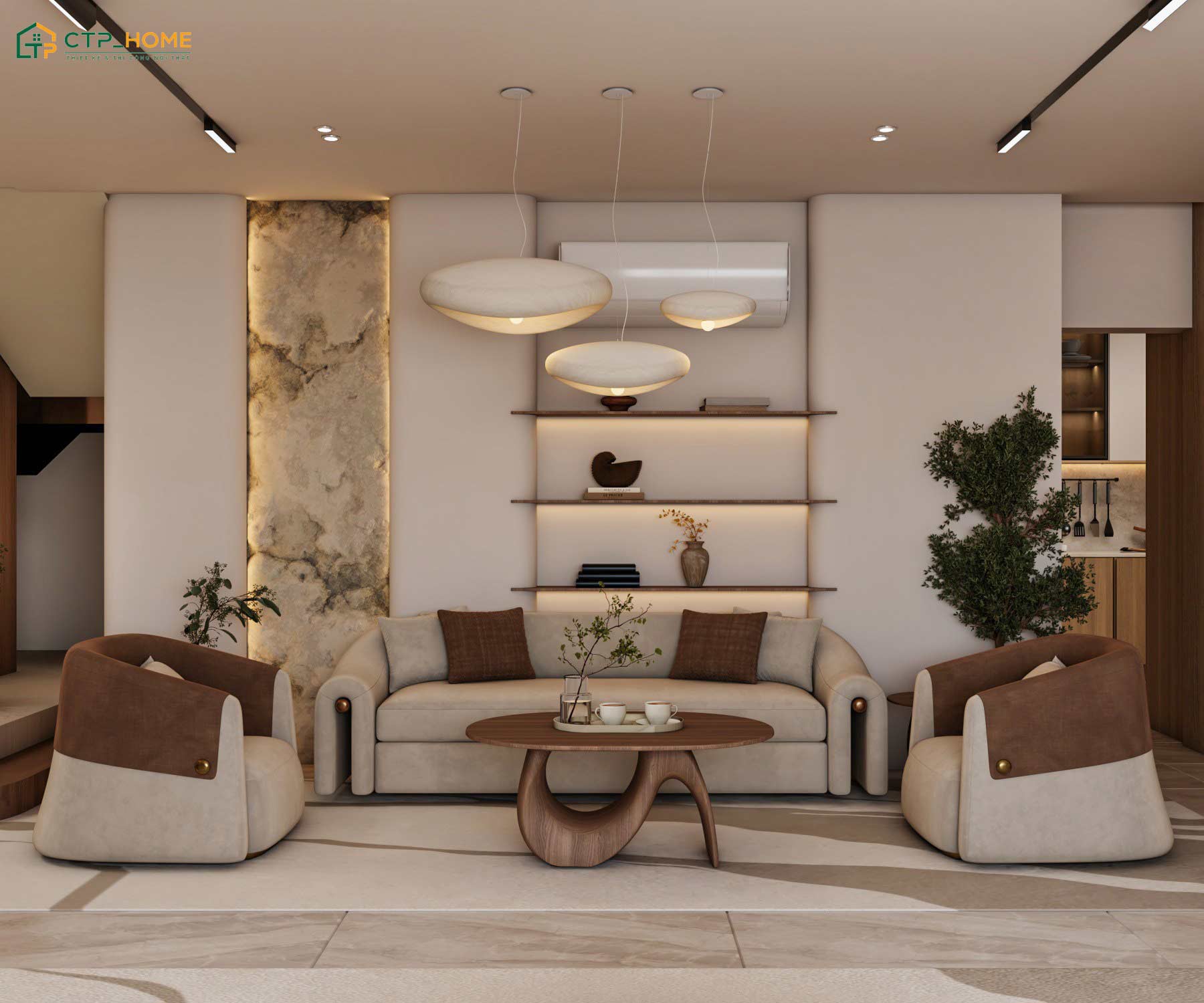 Mẫu phòng khách phong cách Scandinavian với bảng màu nhẹ nhàng sẽ giúp không gian trở nên hài hòa hơn