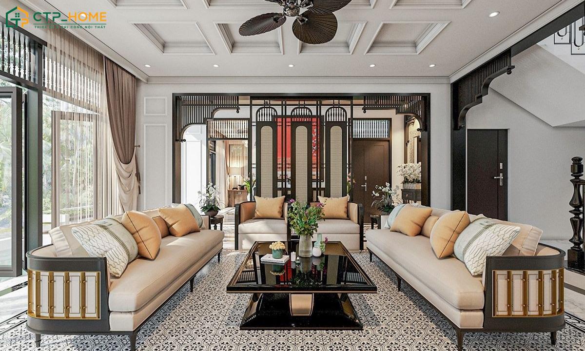 35+ Mẫu thiết kế phòng khách phong cách Indochine đẹp, hoài cổ