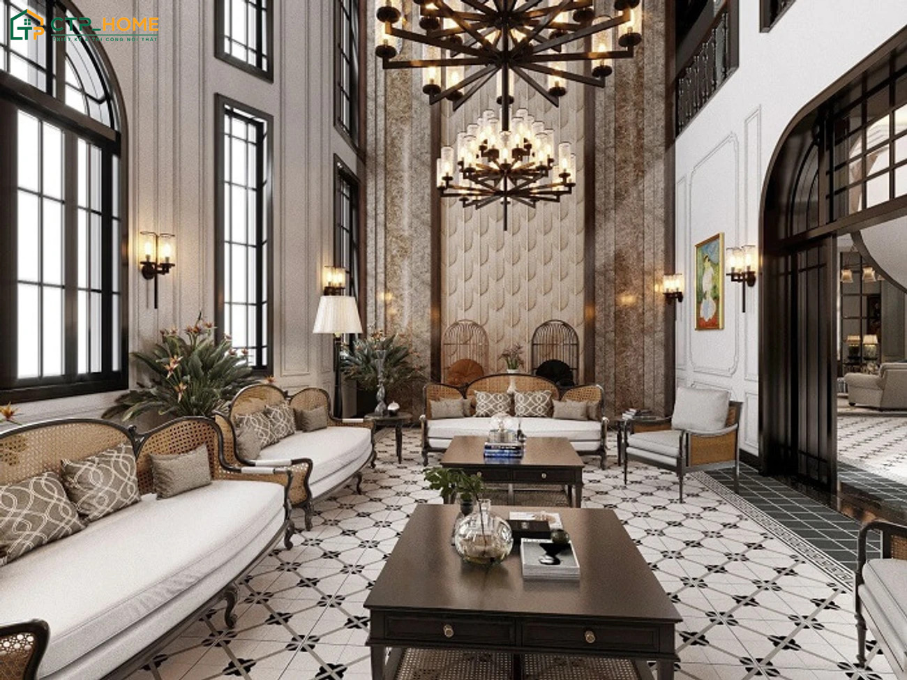 CTP Home là đơn vị thiết kế phòng khách Đông Dương đẹp và được nhiều gia chủ lựa chọn