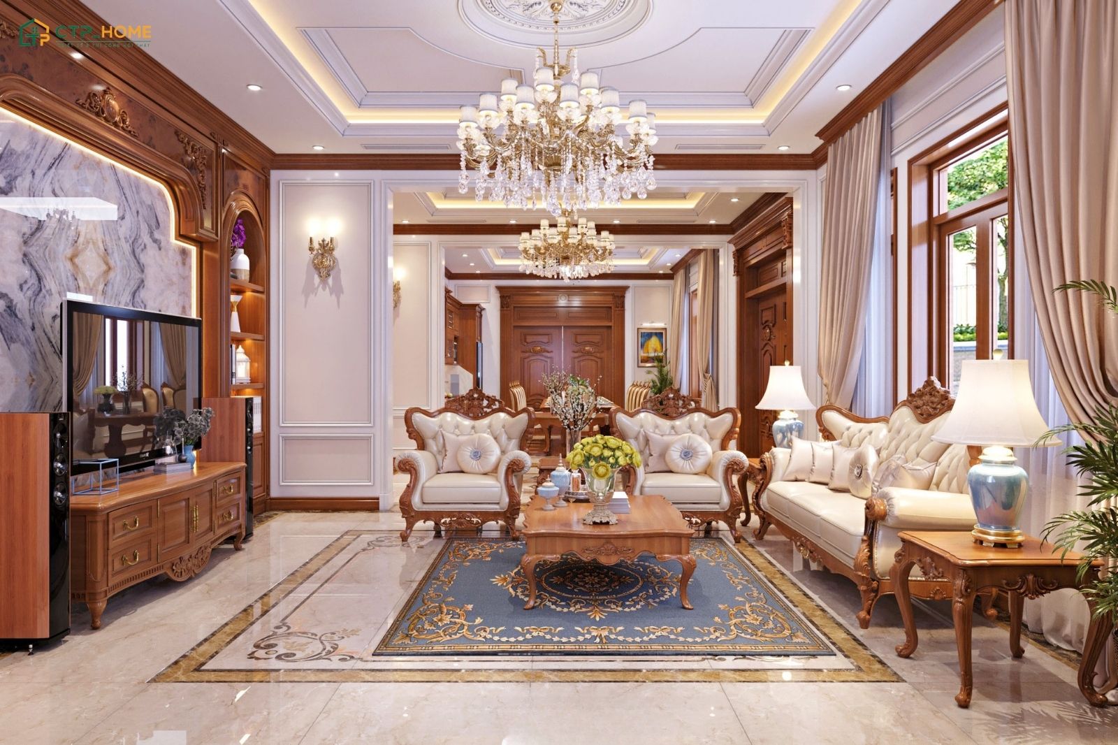 CTP Home đang là đơn vị thiết kế phòng khách phong cách cổ điển đẹp và uy tín hiện nay