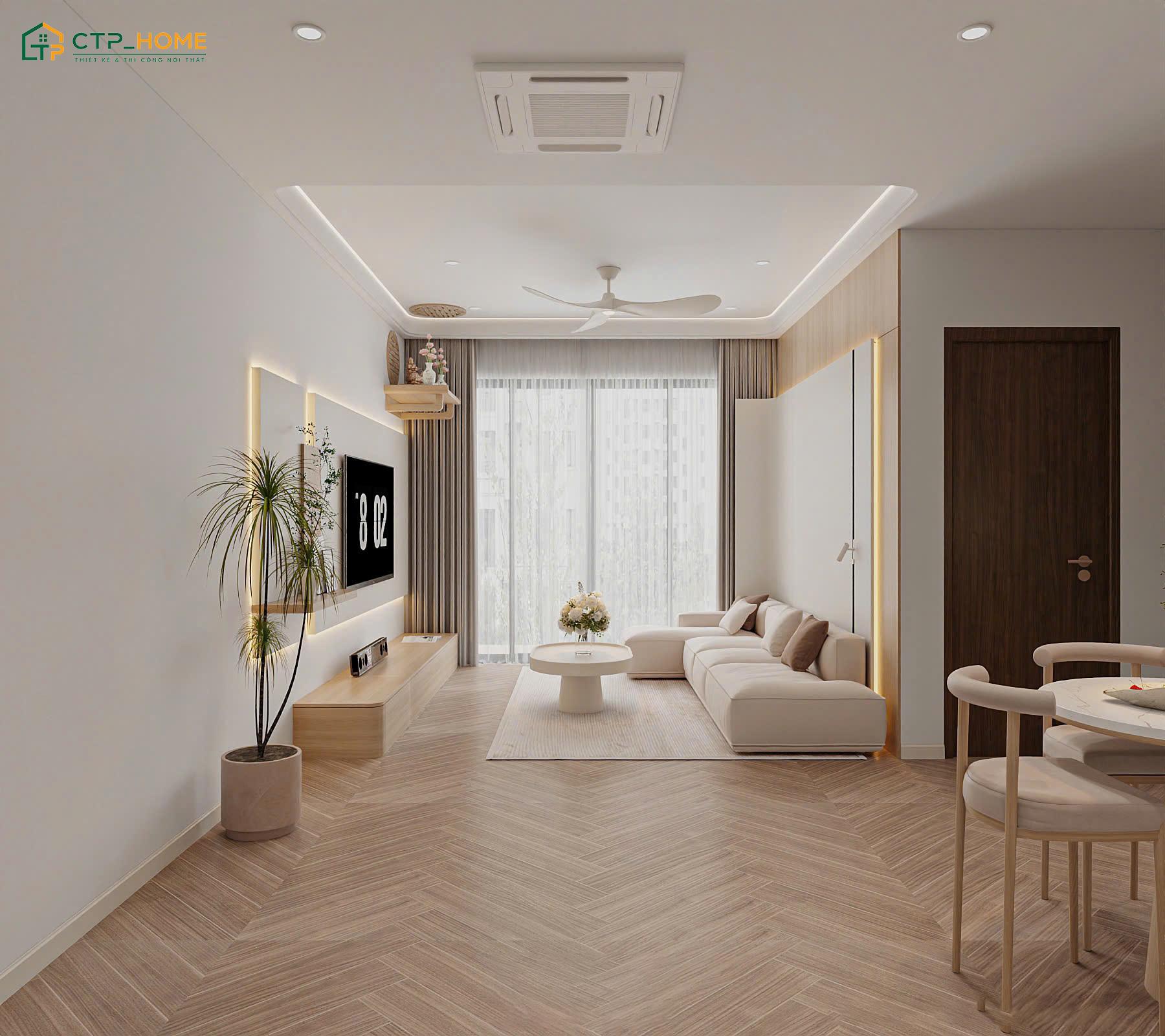 Bố trí cửa sổ lớn ở khu vực phòng khách hiện đại tối giản giúp tận dụng tối đa nguồn ánh sáng và gió tự nhiên