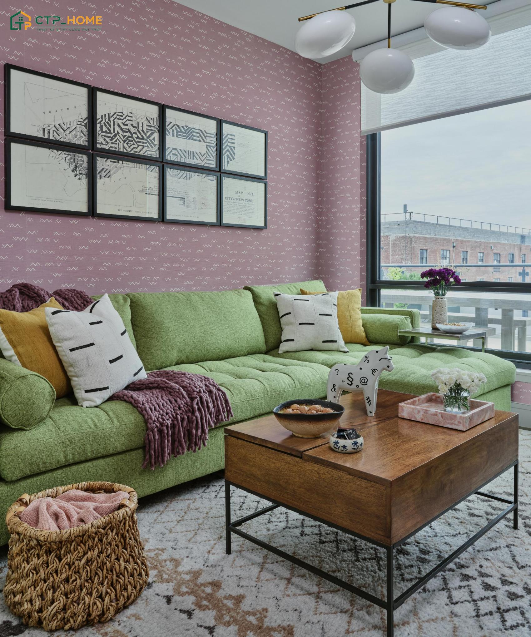 Mẫu trang trí phòng khách phong cách Vintage với gam màu Pastel sở hữu nét đẹp trẻ trung