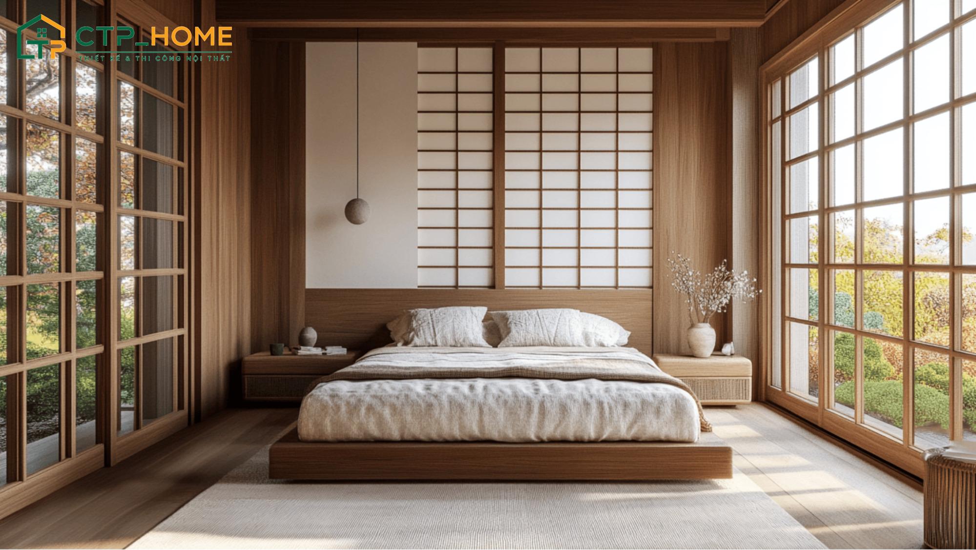 Phòng ngủ Nhật Bản được yêu thích nhờ nội thất mộc mạc giúp tạo cảm giác gần gũi với thiên nhiên