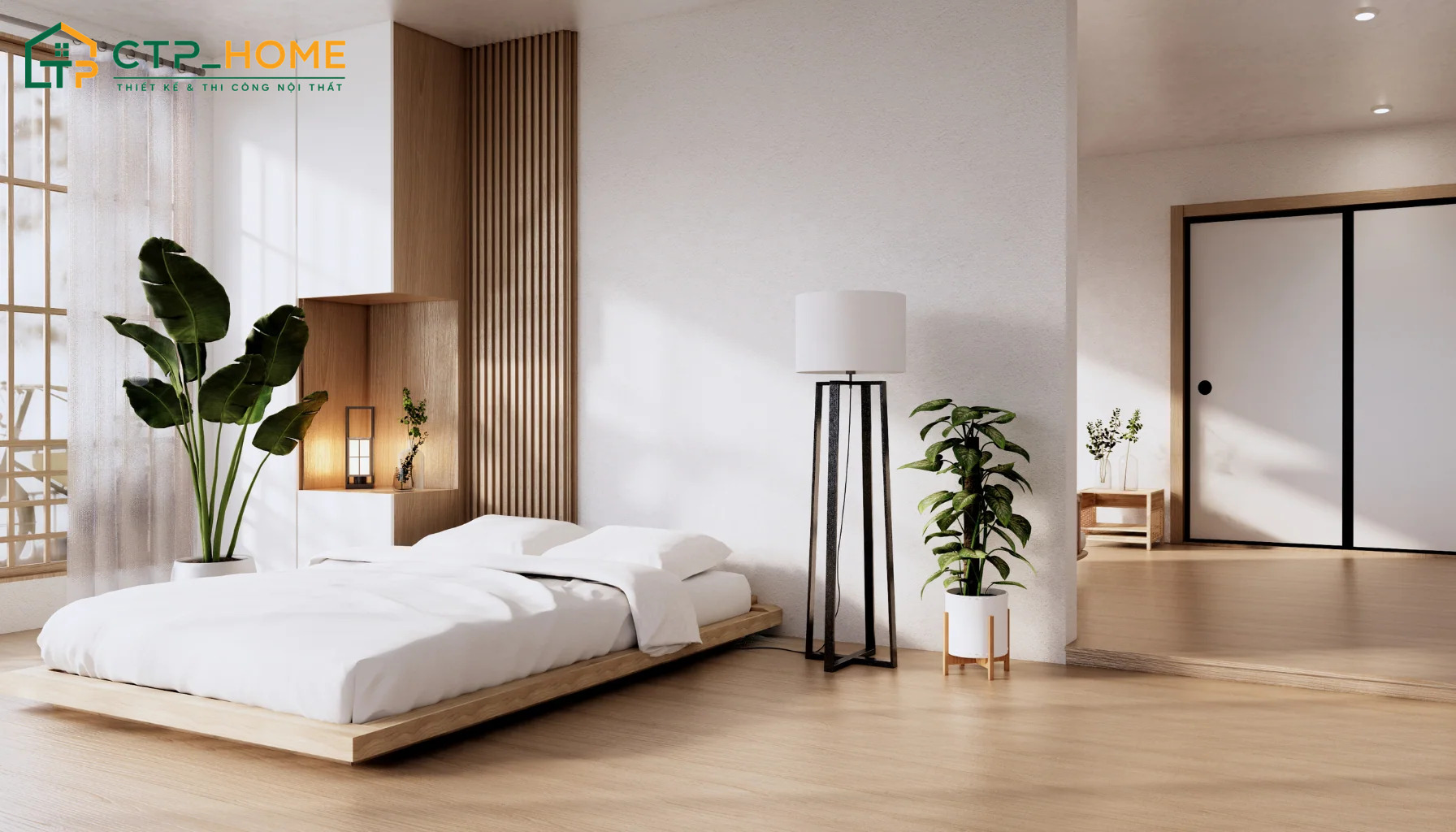 Phòng ngủ phong cách Nhật Bản sẽ được bố trí đơn giản để giúp tối ưu diện tích sử dụng