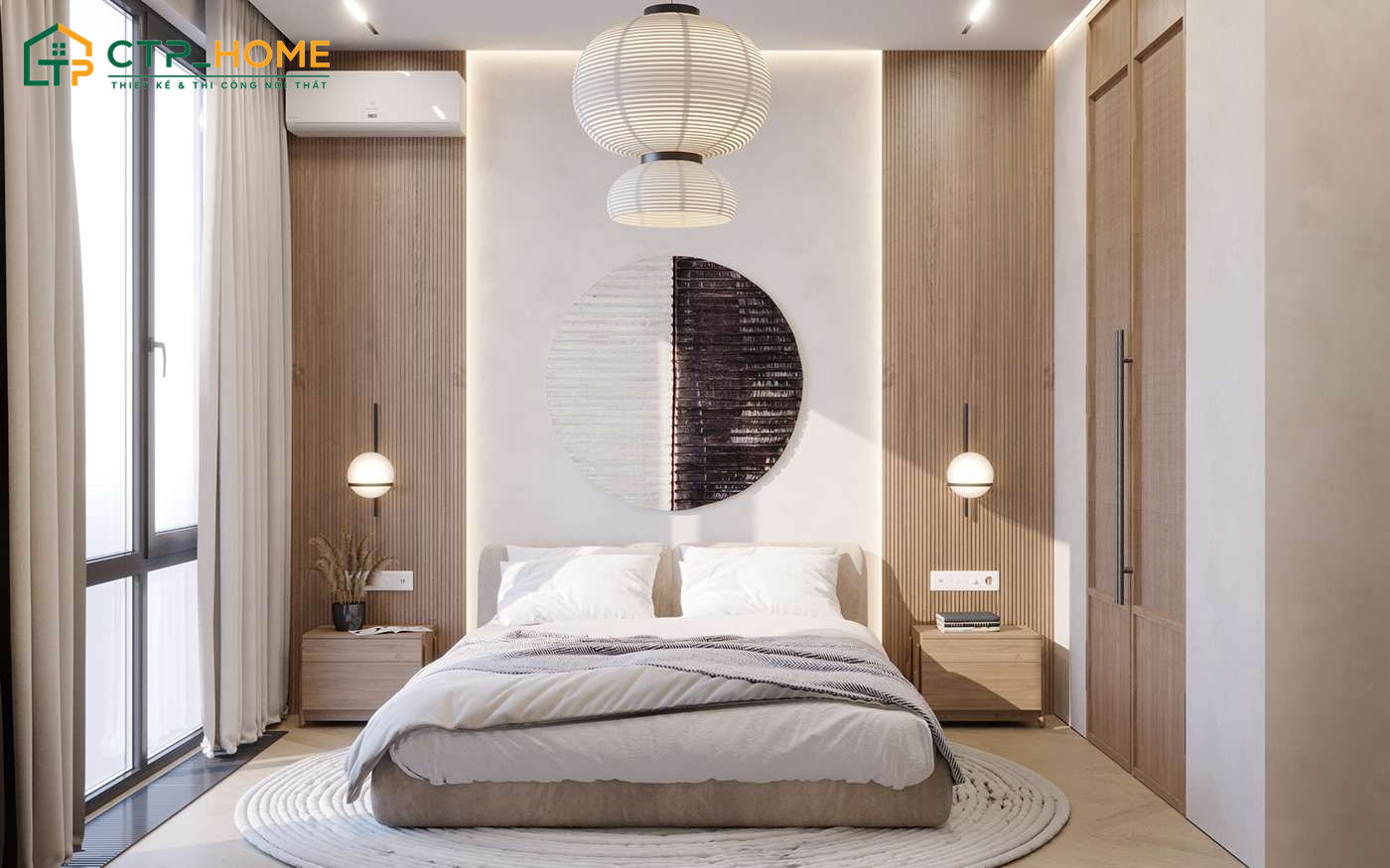 Việc bố trí nội thất cân đối và hạn chế chi tiết trang trí sẽ giúp phòng ngủ tối giản kiểu Nhật trở nên hài hòa hơn