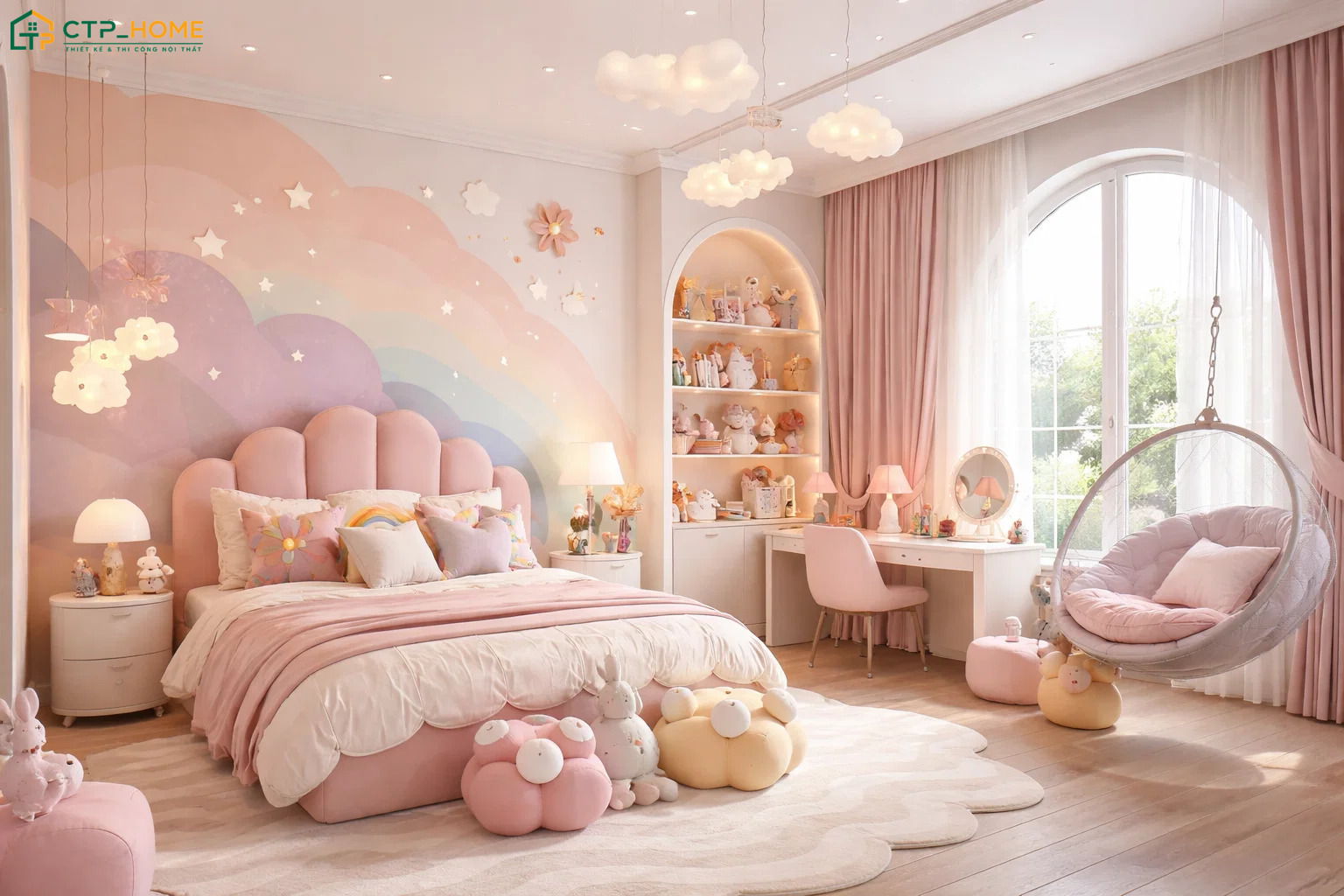 Mẫu phòng ngủ Luxury cho bé sẽ sử dụng gam màu ngọt ngào cùng nội thất phù hợp với lứa tuổi của trẻ
