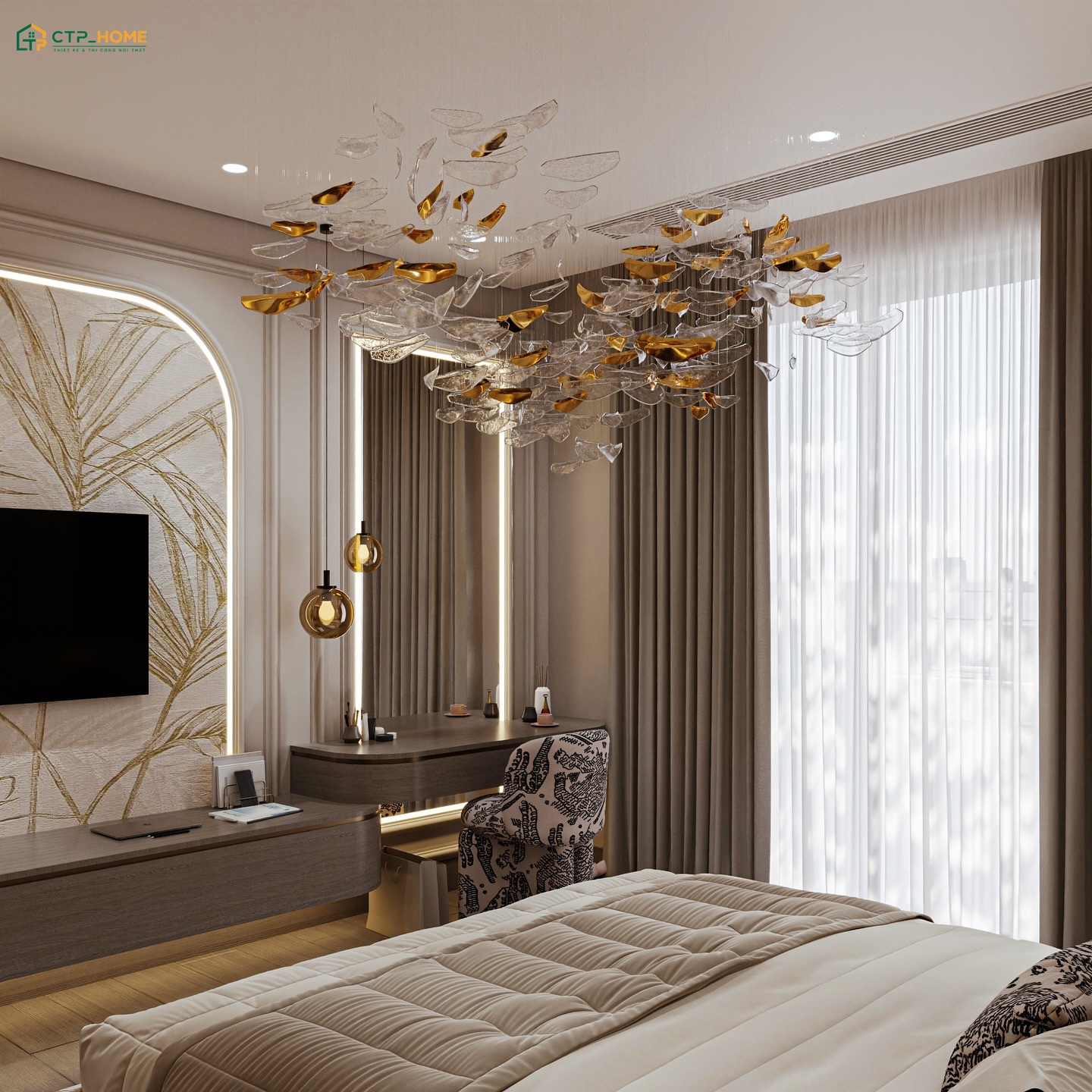 Việc lựa chọn vật liệu phù hợp và bố trí nội thất khoa học sẽ giúp phòng ngủ Luxury trở nên hài hòa hơn