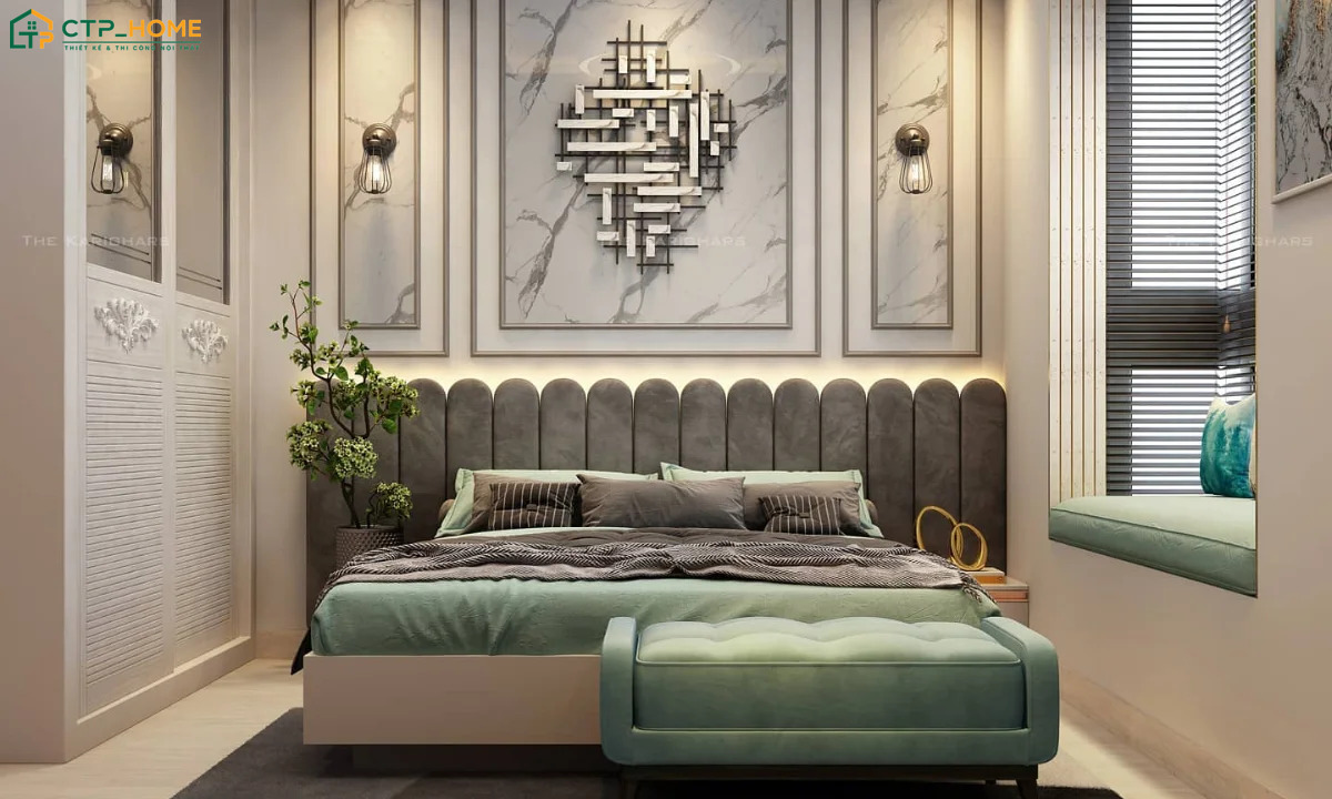 Những đường nét thiết kế tinh tế trên tường, trần sẽ được sử dụng để tạo chiều sâu cho phòng ngủ Luxury