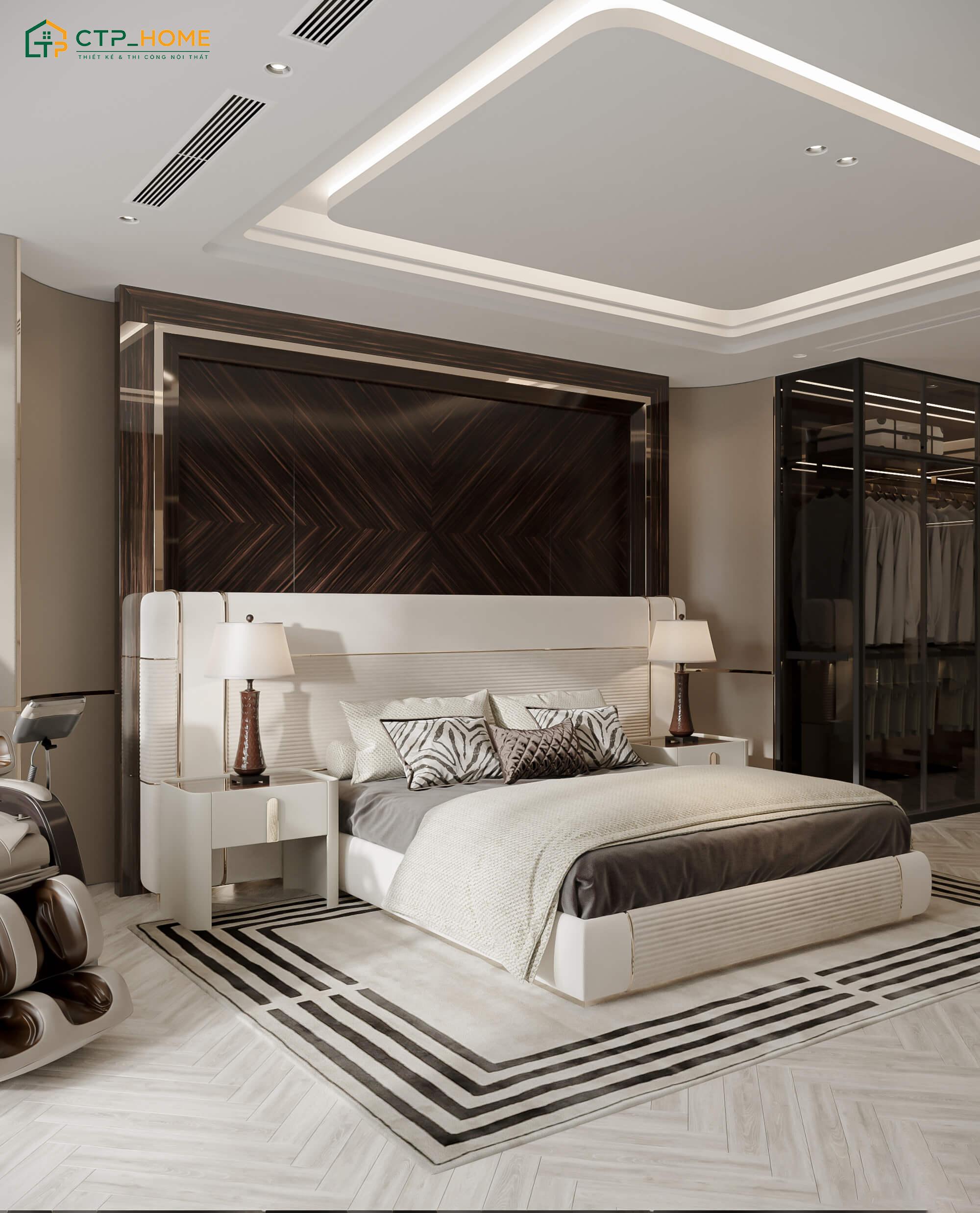Khu vực nghỉ ngơi được bố trí với đầy đủ tiện nghi để đáp ứng tốt nhu cầu sử dụng của gia chủ