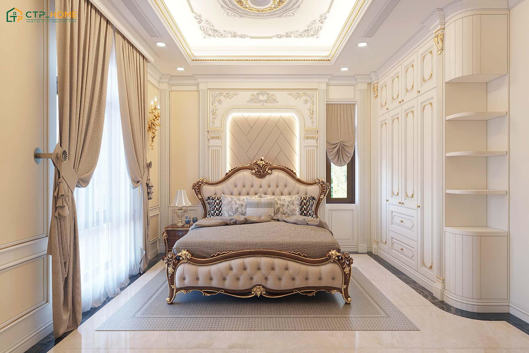 Mẫu thiết kế phòng ngủ màu kem tân cổ điển thu hút nhờ vẻ đẹp thượng lưu và đẳng cấp