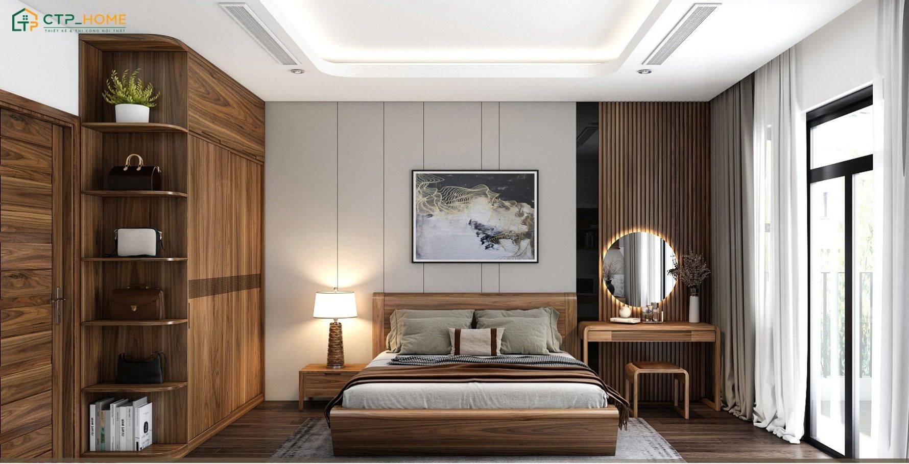 Phòng ngủ tone màu nâu sẽ mang đến một không gian nghỉ ngơi gần gũi và ấm áp