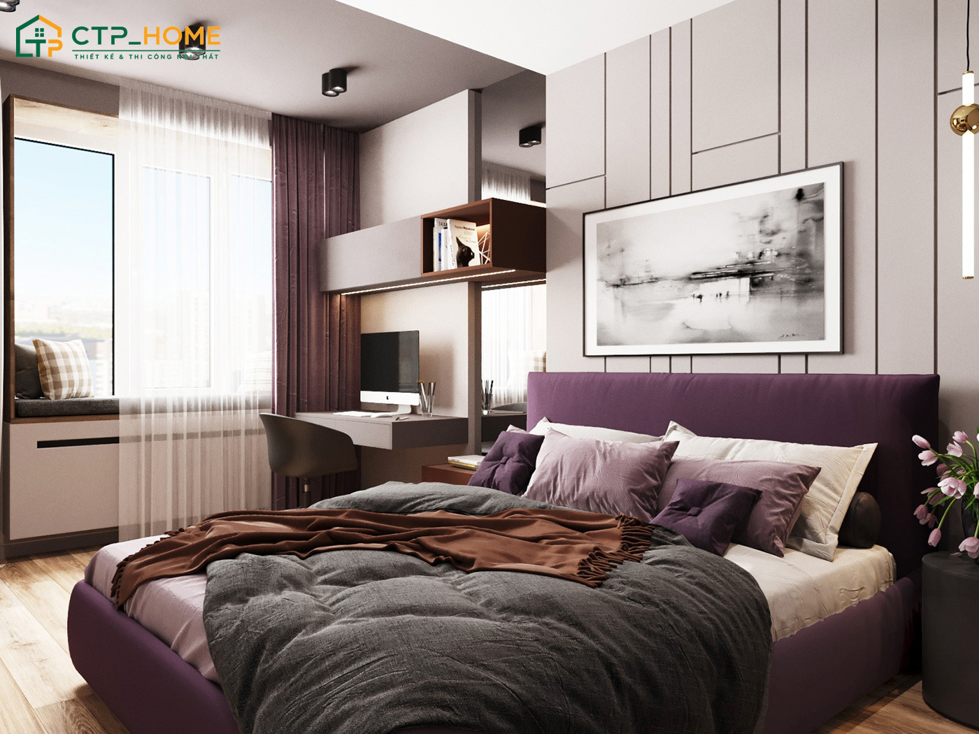 CTP Home là đơn vị thiết kế phòng ngủ đẹp màu tím uy tín và chuyên nghiệp hiện nay