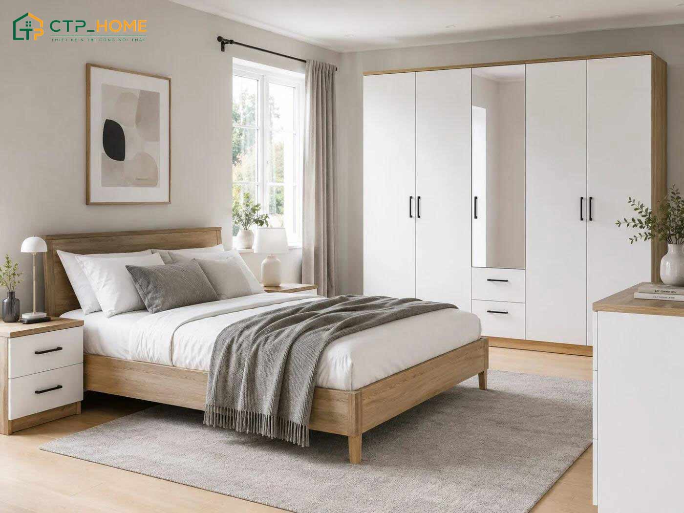 Thiết kế phòng ngủ trắng sẽ đem đến cảm giác rộng rãi và thông thoáng cho không gian nghỉ ngơi