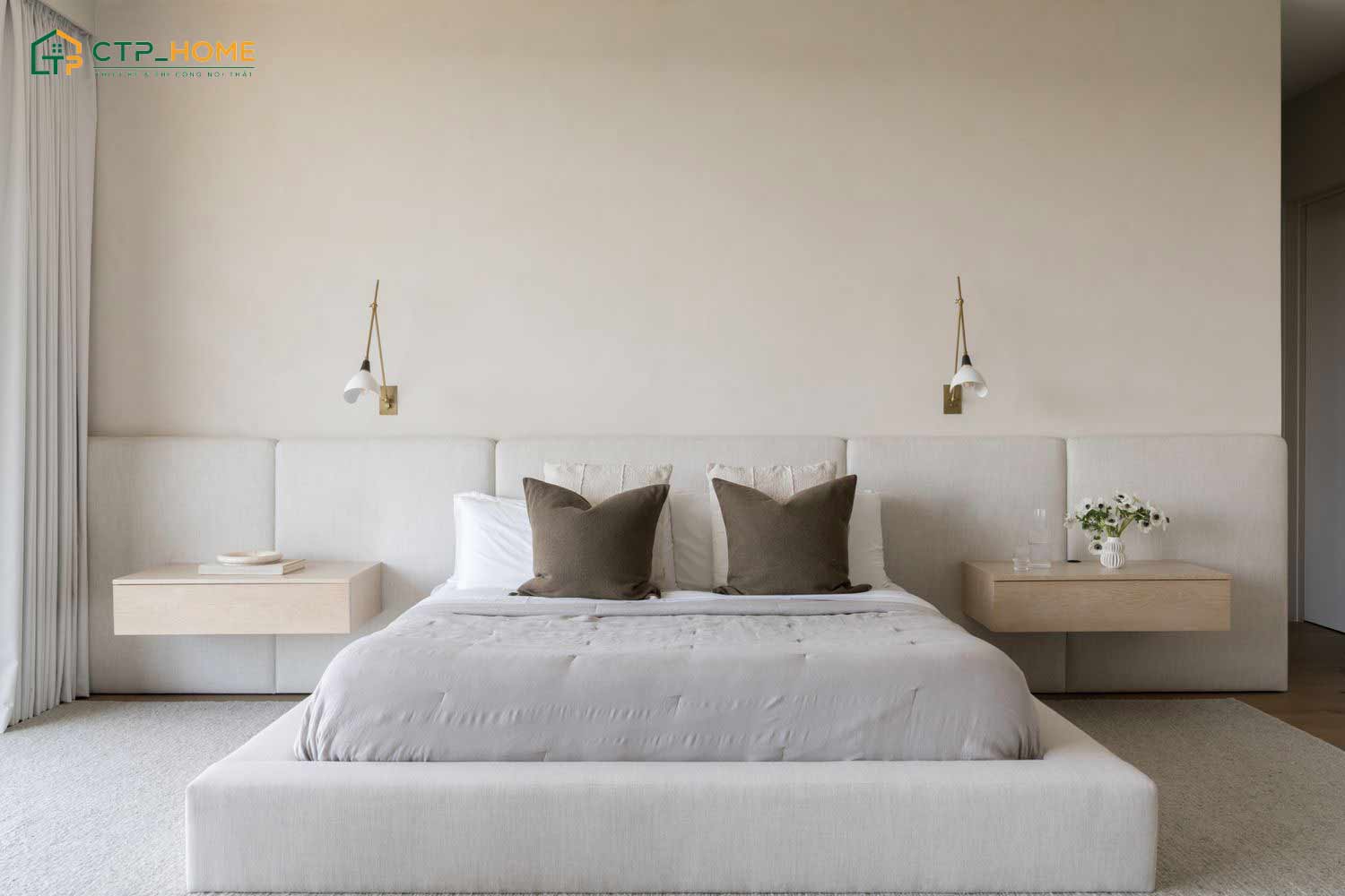 Mẫu phòng ngủ trắng tối giản sẽ tận dụng tối đa ánh sáng tự nhiên để tạo cảm giác dễ chịu hơn